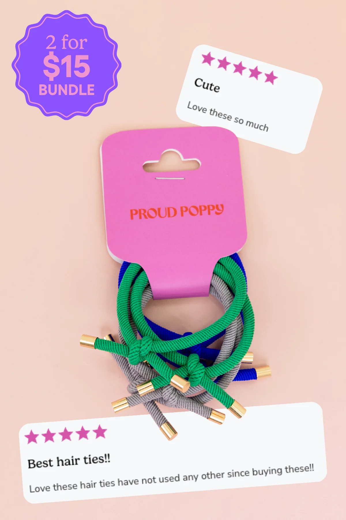 6 Pack Hair Ties in Dark Forest
