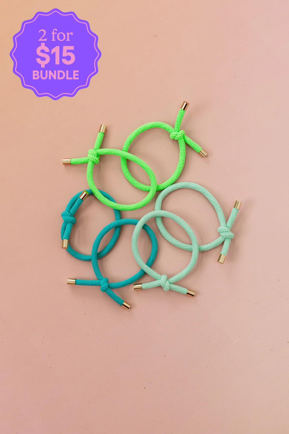 6 Pack Hair Ties in Green - Image 2