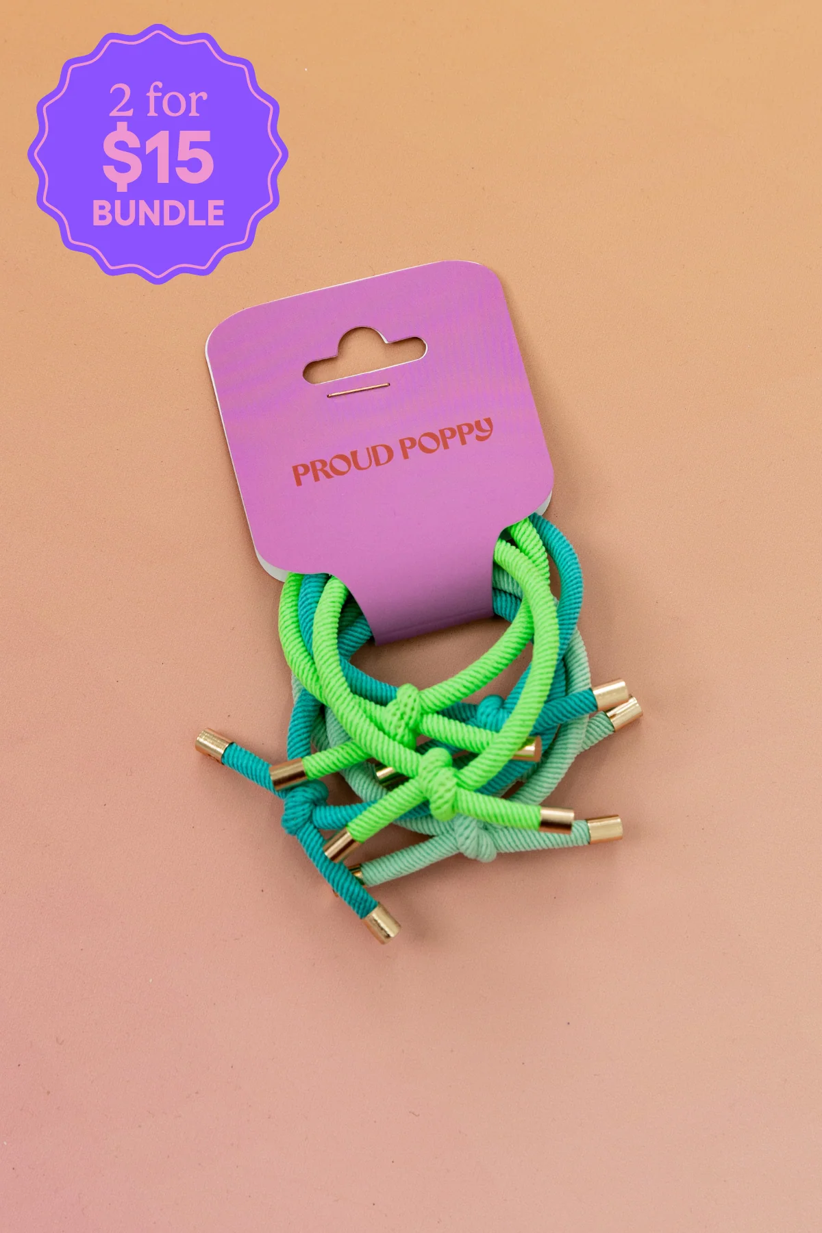 6 Pack Hair Ties in Green - Image 3