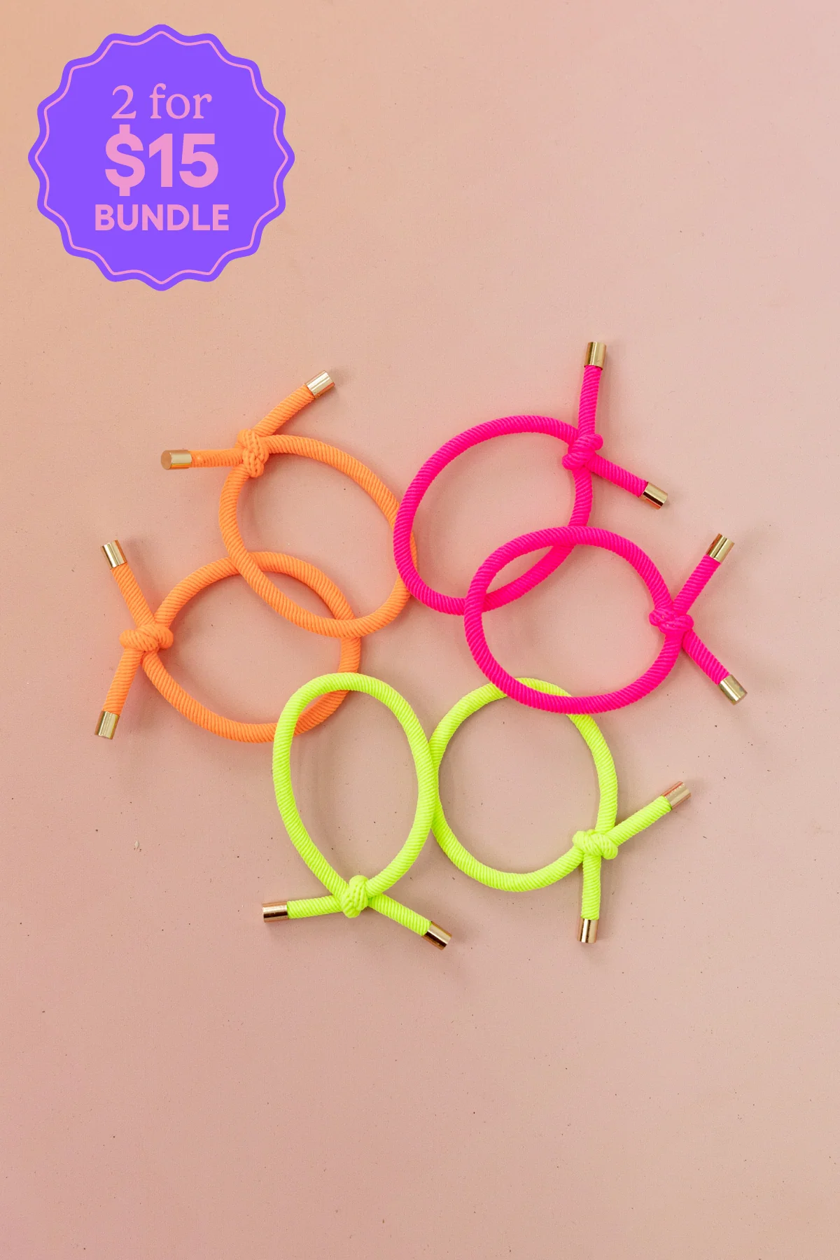 6 Pack Hair Ties in Neon - Image 2