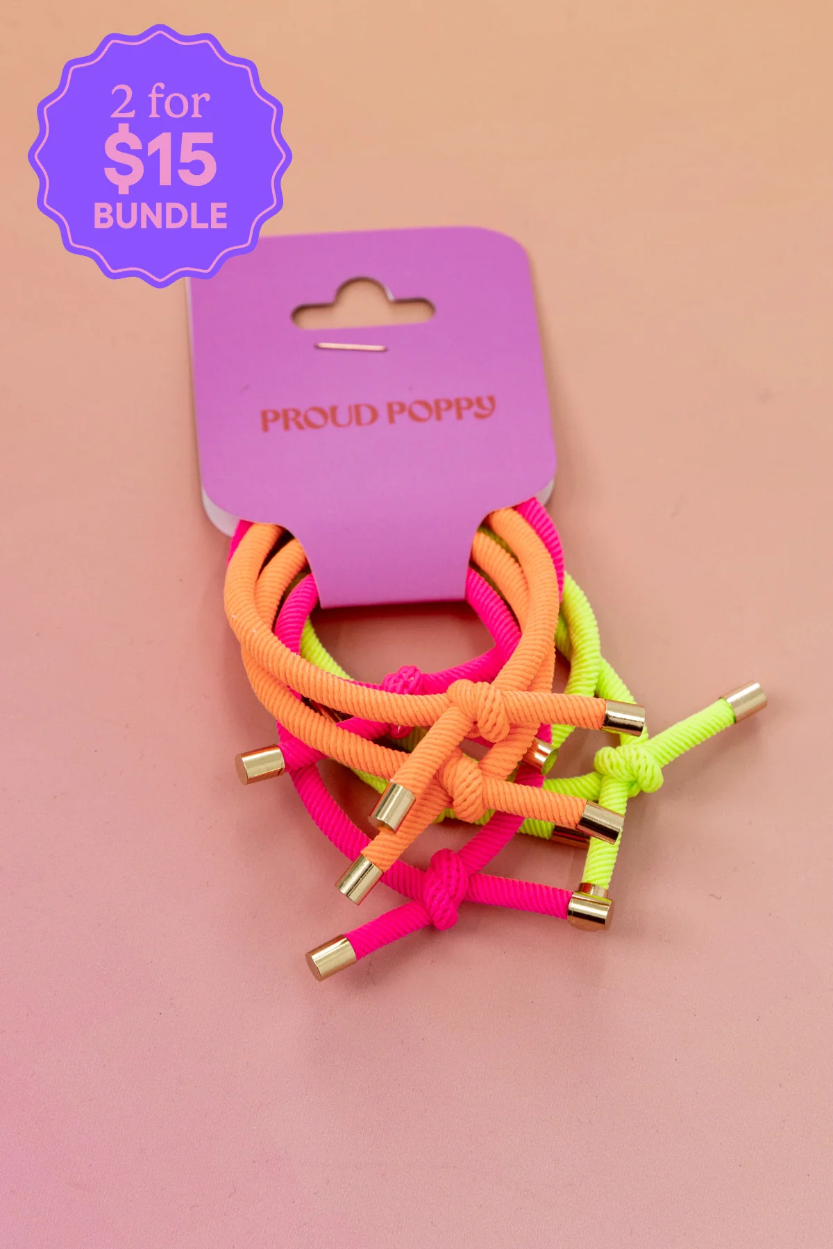 6 Pack Hair Ties in Neon - Image 3
