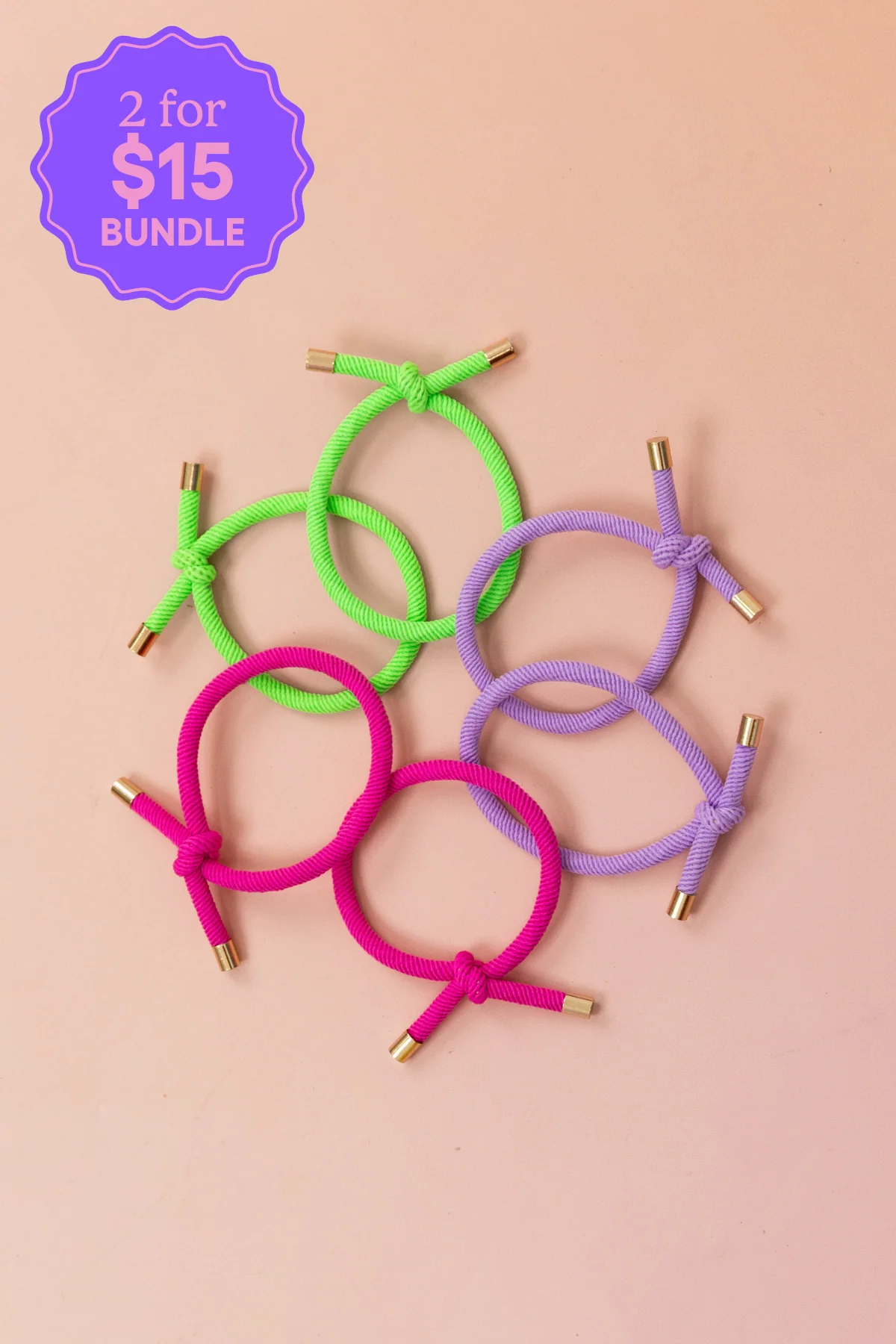 6 Pack Hair Ties in Rainbow Colours - Image 2