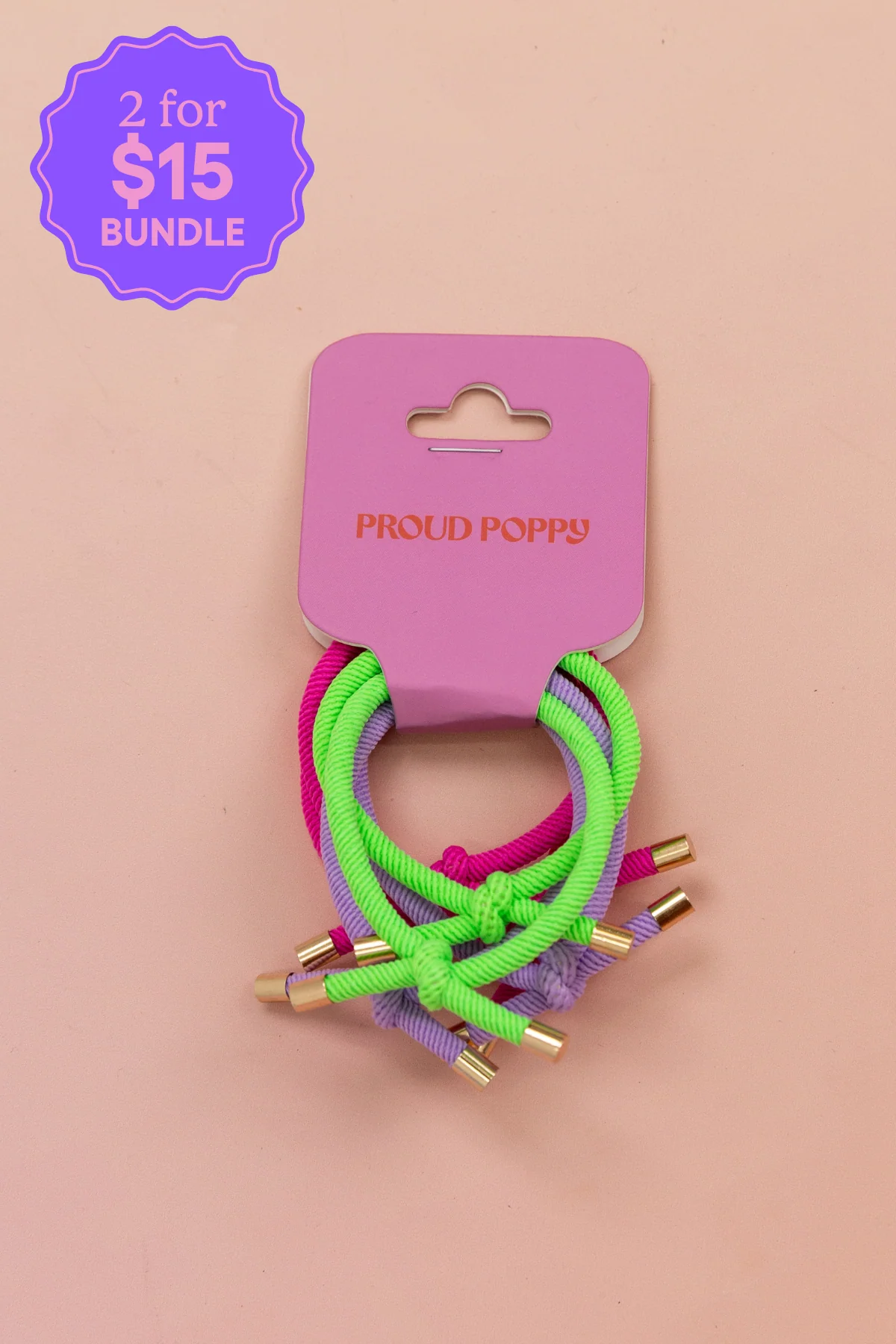 6 Pack Hair Ties in Rainbow Colours - Image 3