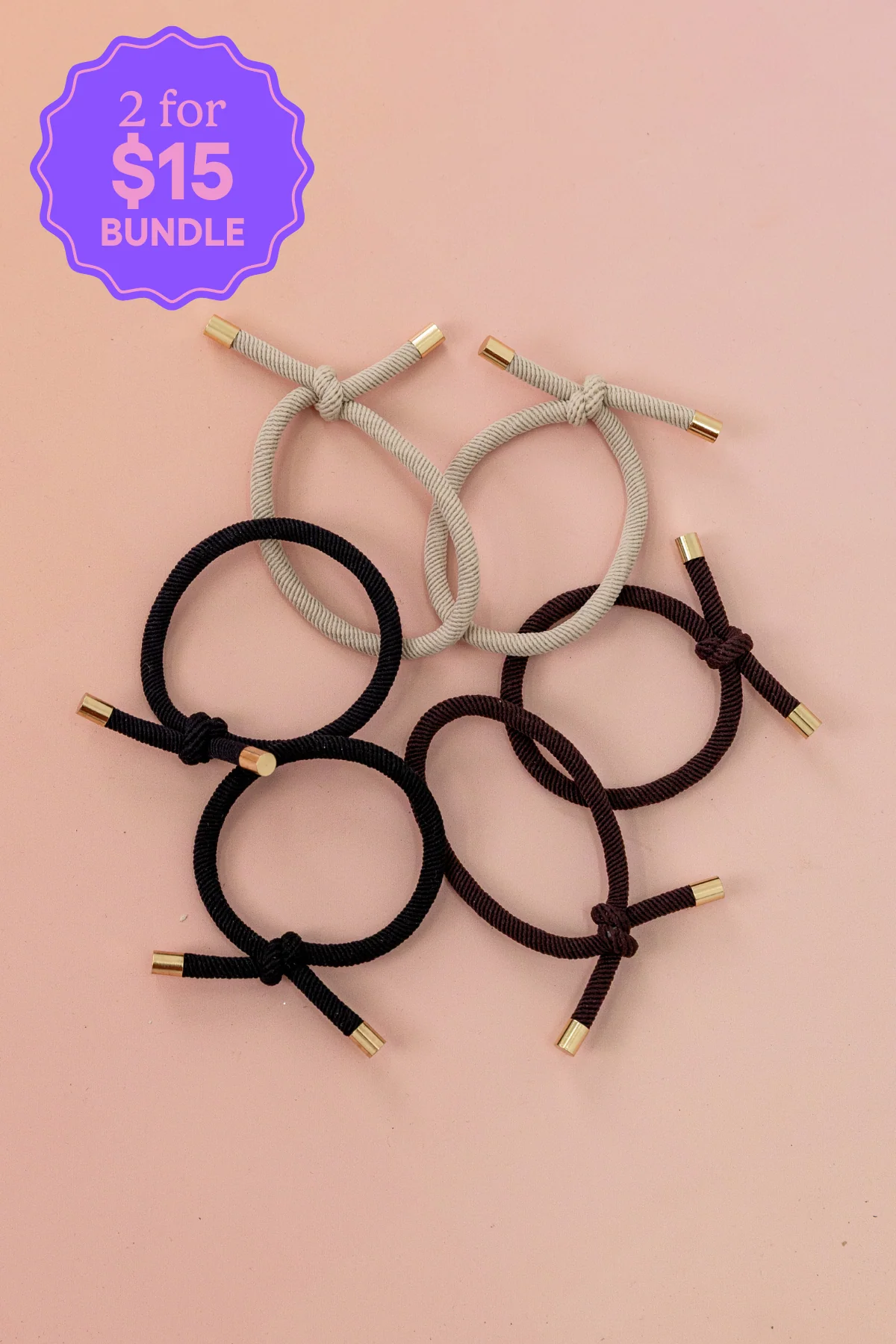 6 Pack Hair Ties in Neutrals - Image 2