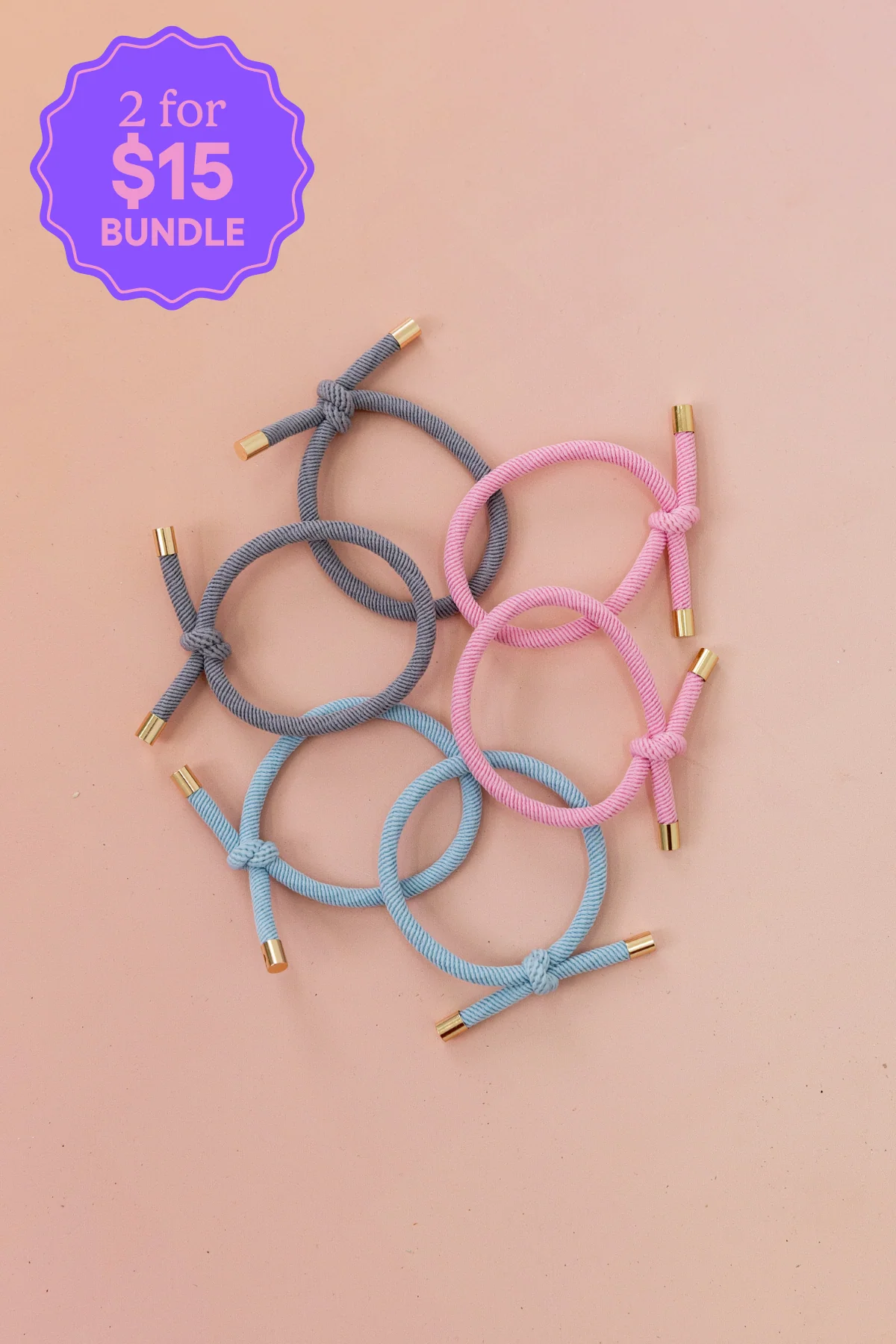 6 Pack Hair Ties in Pastel - Image 2