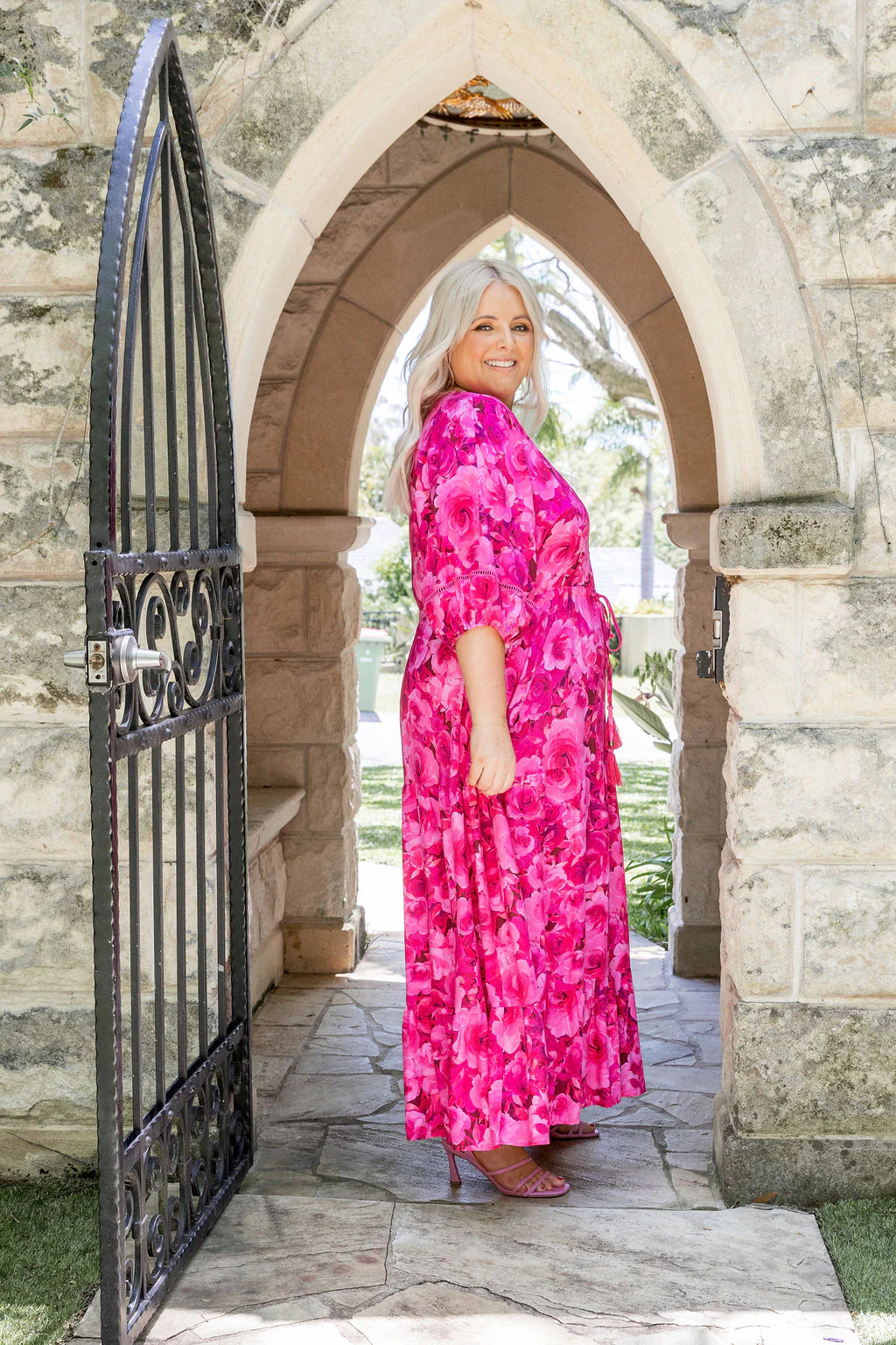 Addison Maxi Dress In Pink Roses - Image 12
