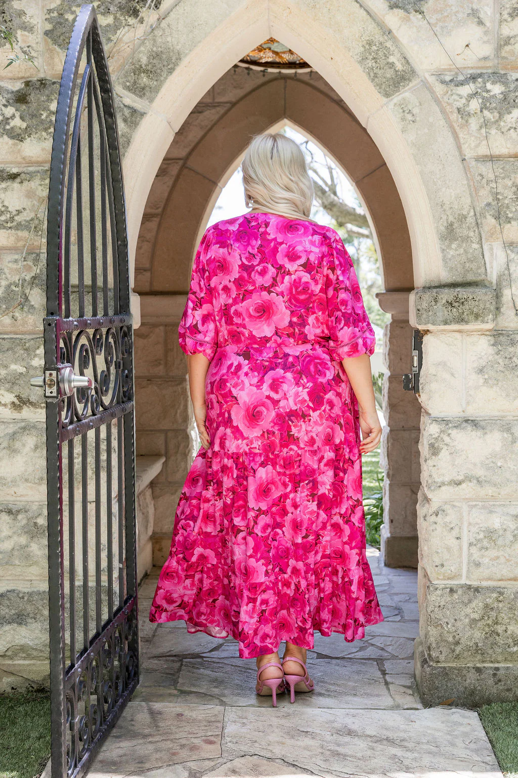 Addison Maxi Dress In Pink Roses - Image 14