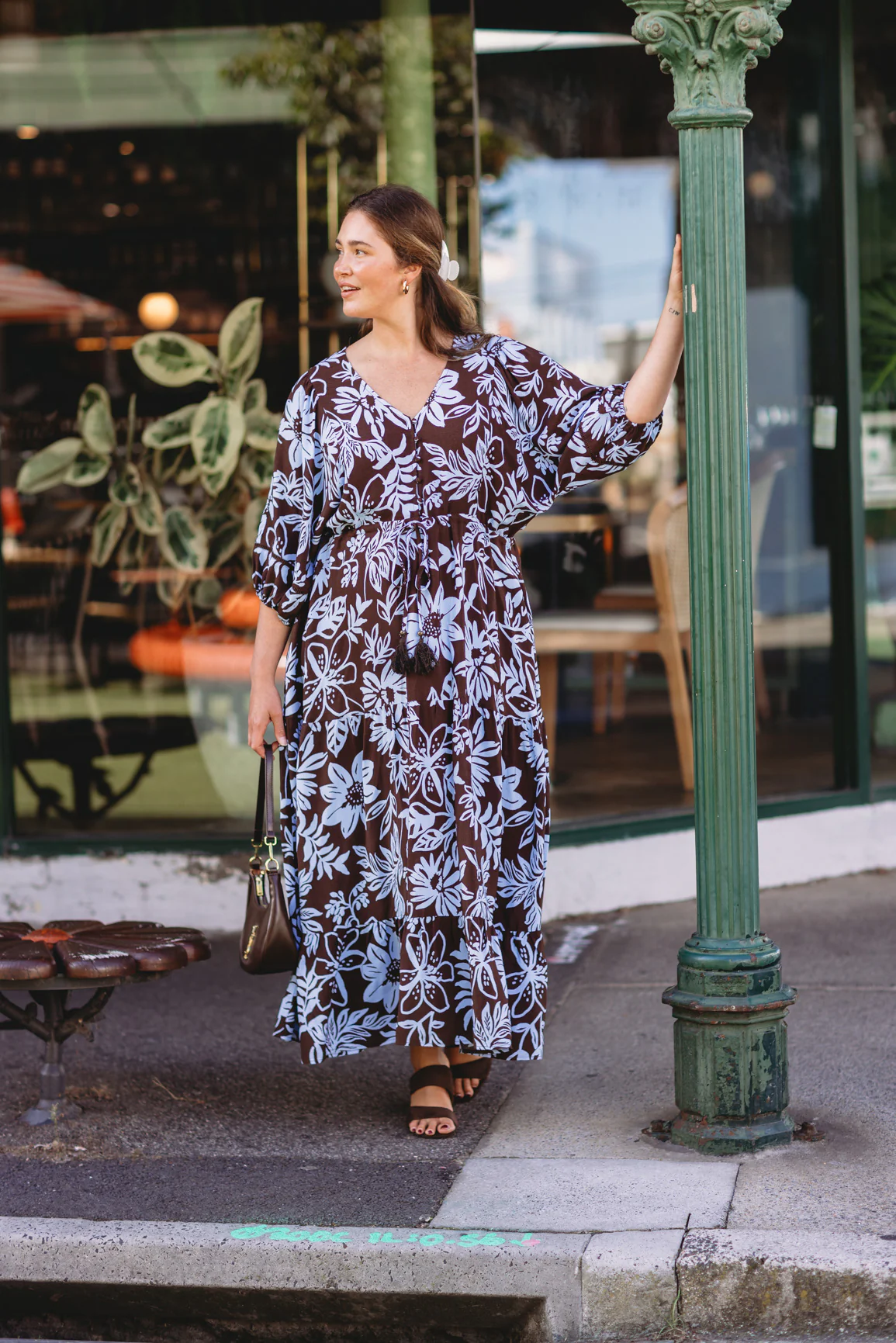 Addison Maxi Dress in Blue Lani Chocolate - Image 4