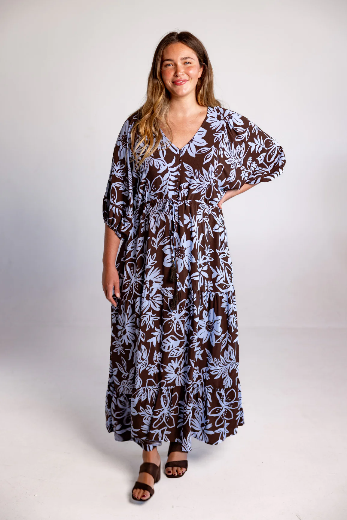 Addison Maxi Dress in Blue Lani Chocolate - Image 5