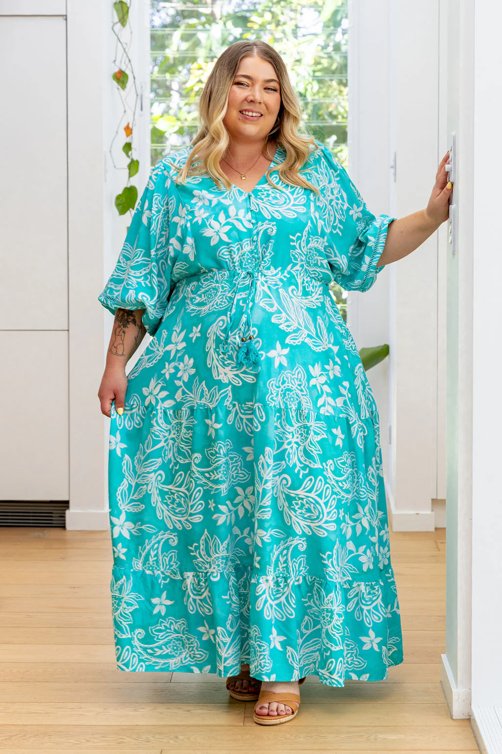 Addison Maxi Dress in Turquoise Paisley - Image 4
