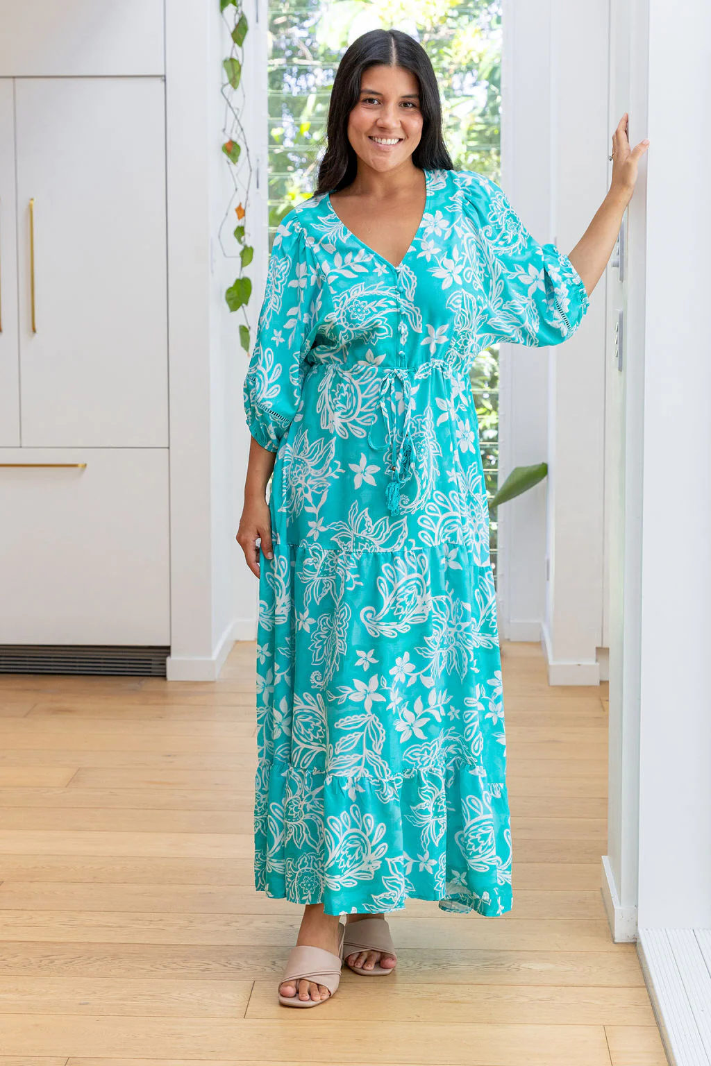 Addison Maxi Dress in Turquoise Paisley - Image 5