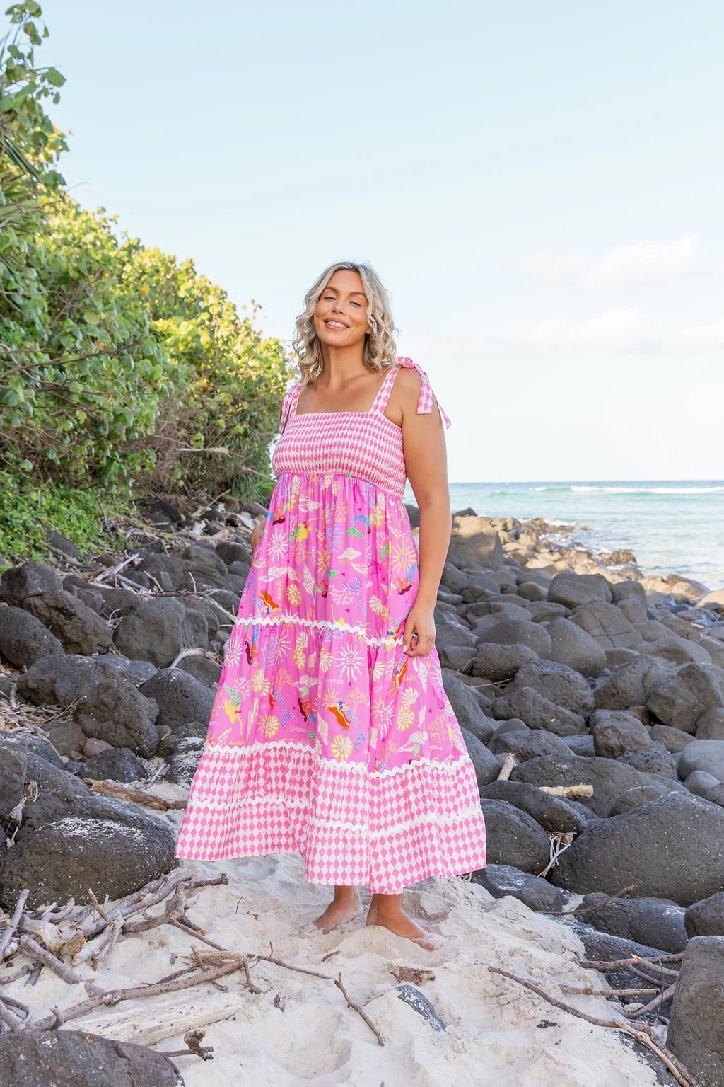 Allegra Dress in Serena/Sorrento Pink - Image 4