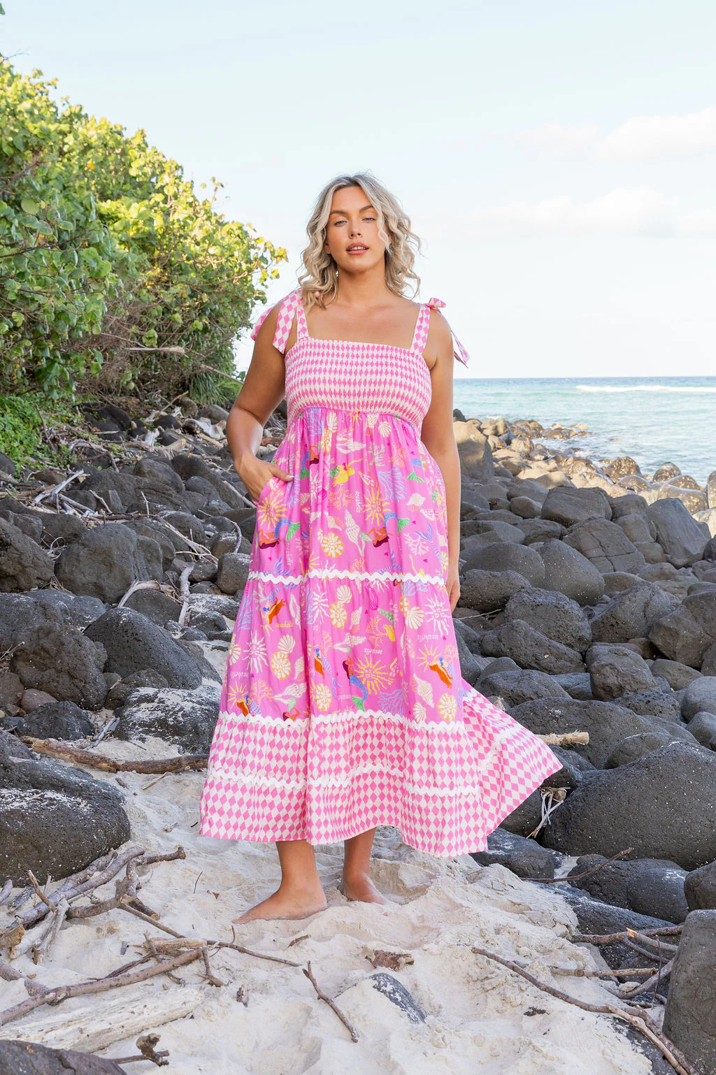Allegra Dress in Serena/Sorrento Pink - Image 5