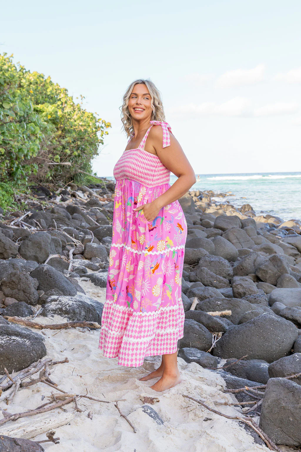 Allegra Dress in Serena/Sorrento Pink - Image 9