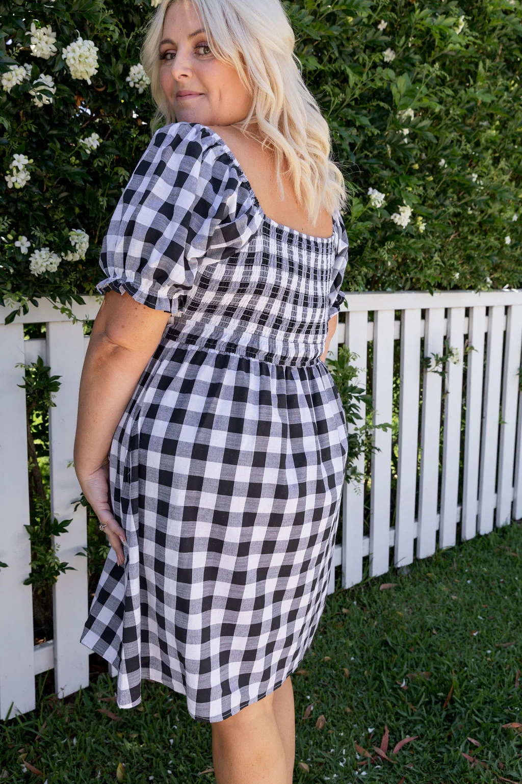 Amberly Dress in Black Gingham - Image 15