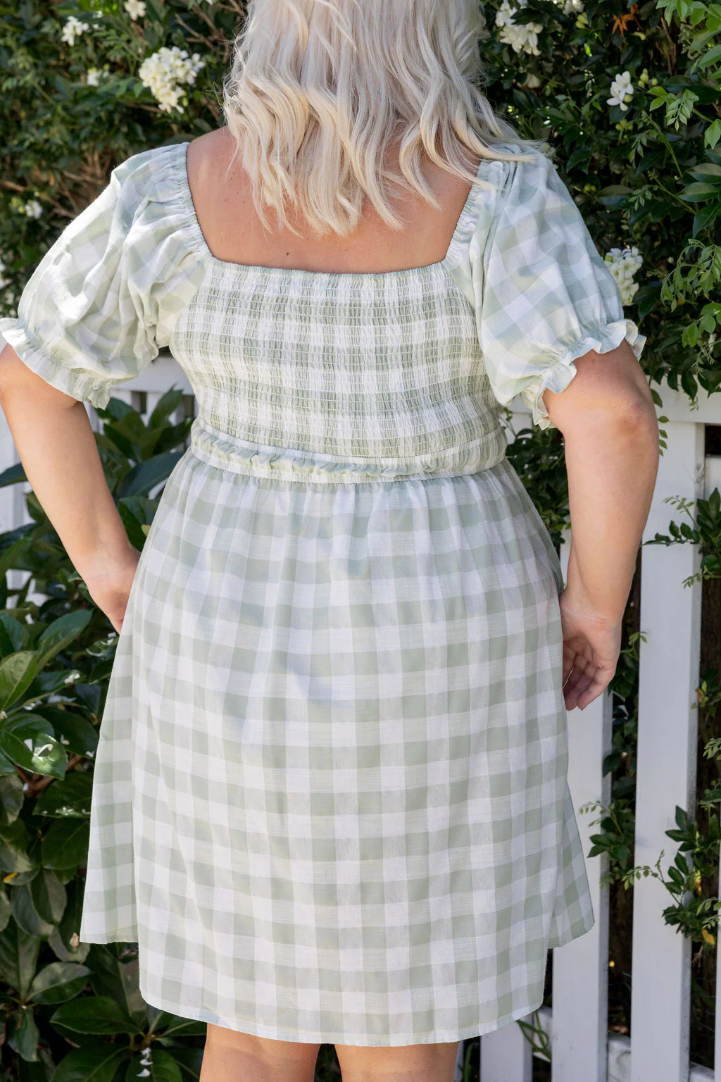 Amberly Dress in Sage Gingham - Image 10