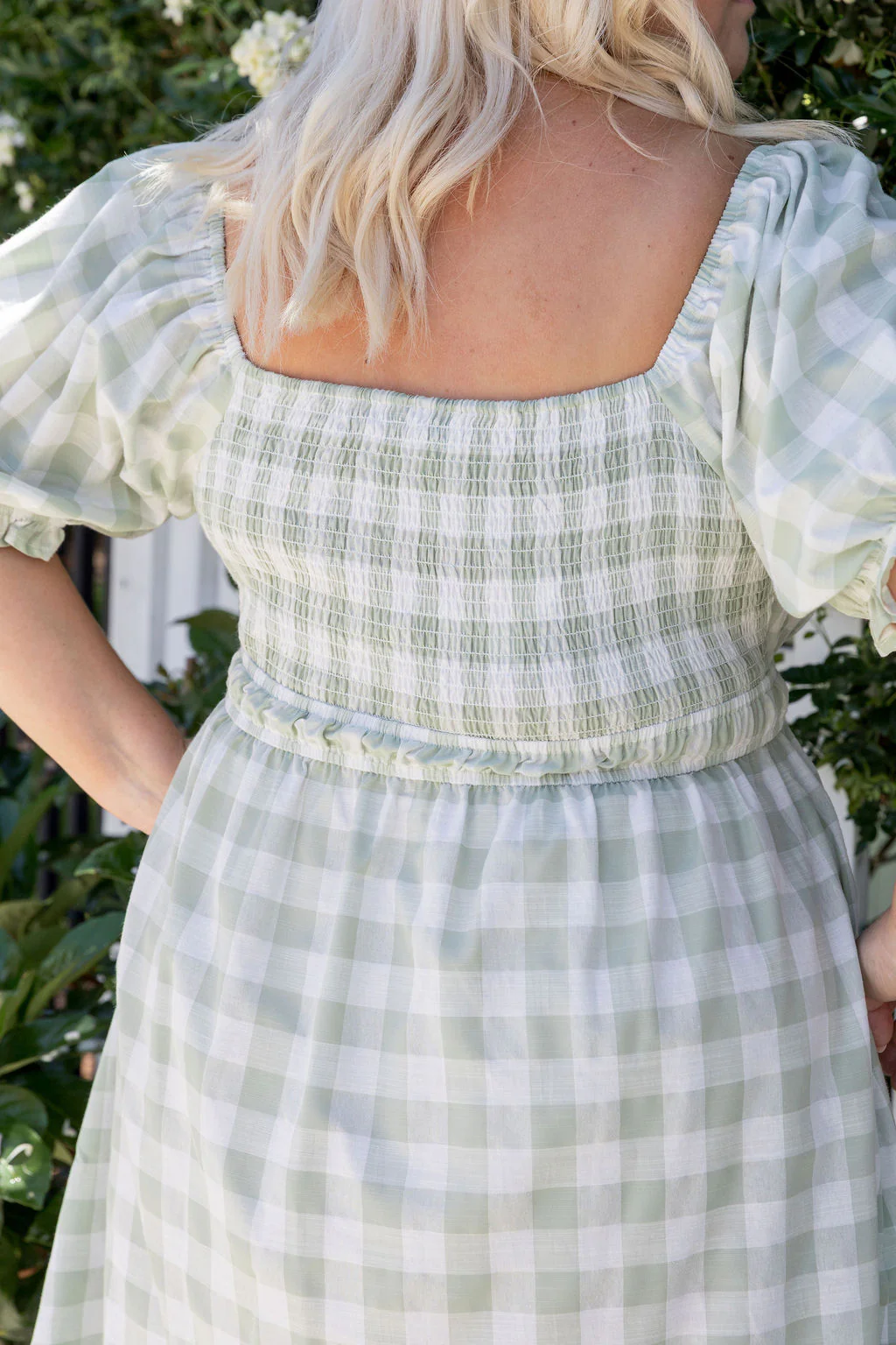 Amberly Dress in Sage Gingham - Image 11