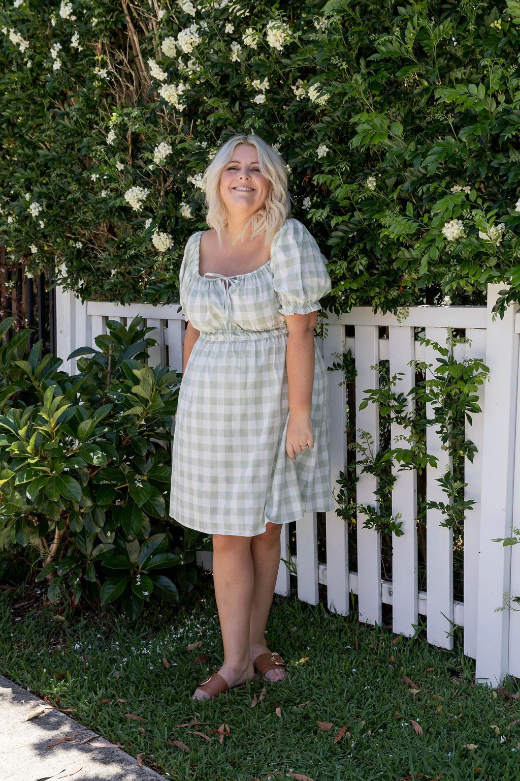 Amberly Dress in Sage Gingham - Image 3