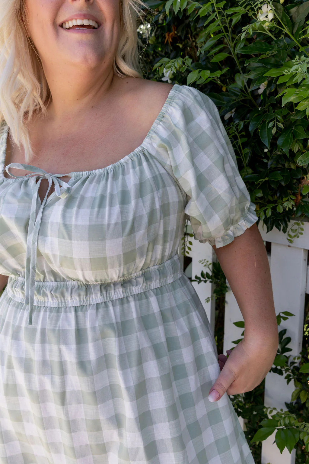 Amberly Dress in Sage Gingham - Image 7