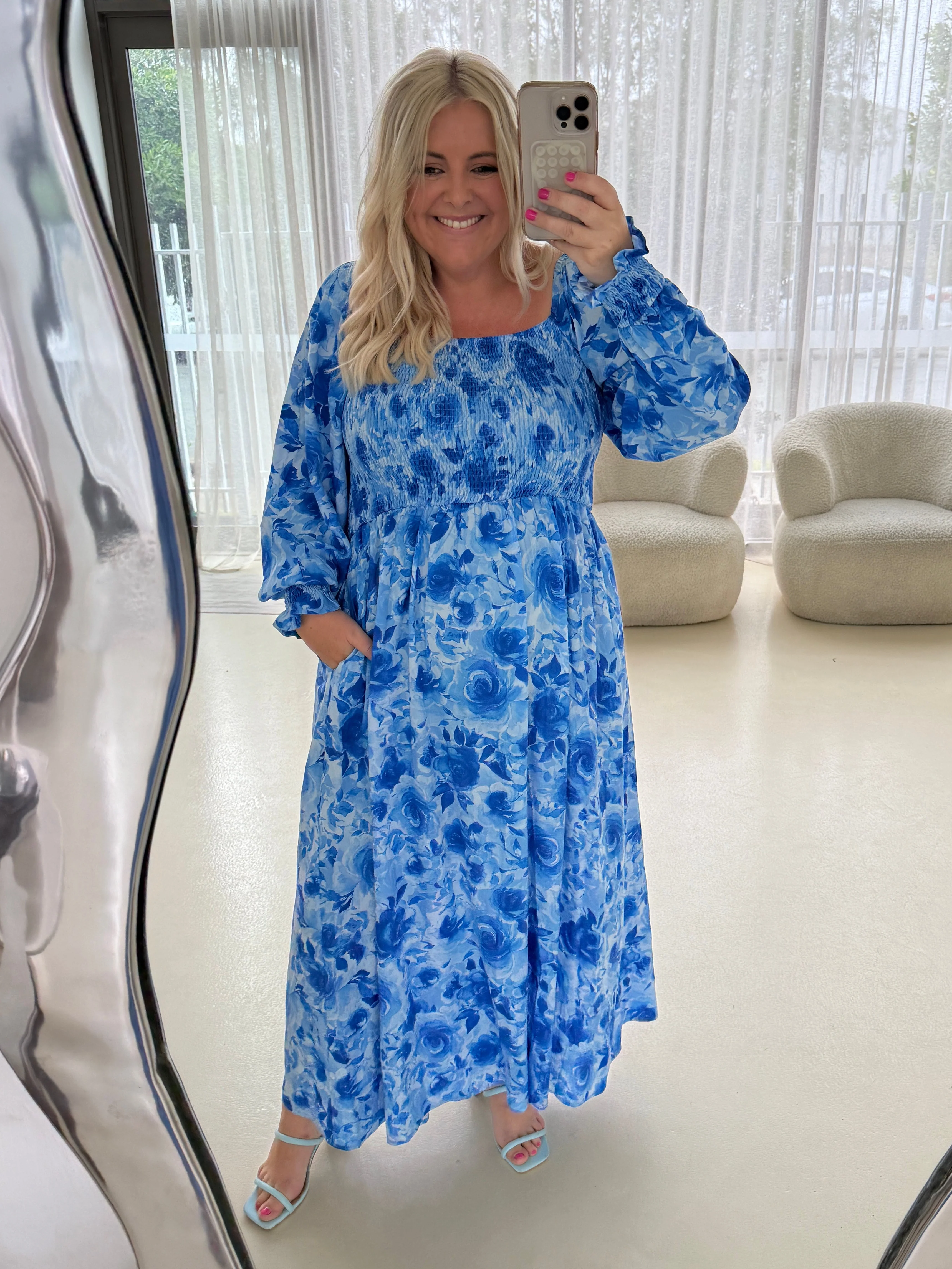 Amelia Maxi Dress in Blue Roses - Image 14