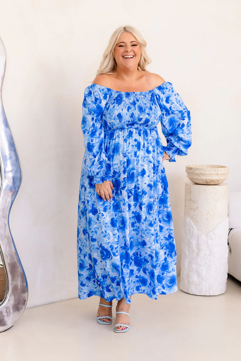Amelia Maxi Dress in Blue Roses - Image 7