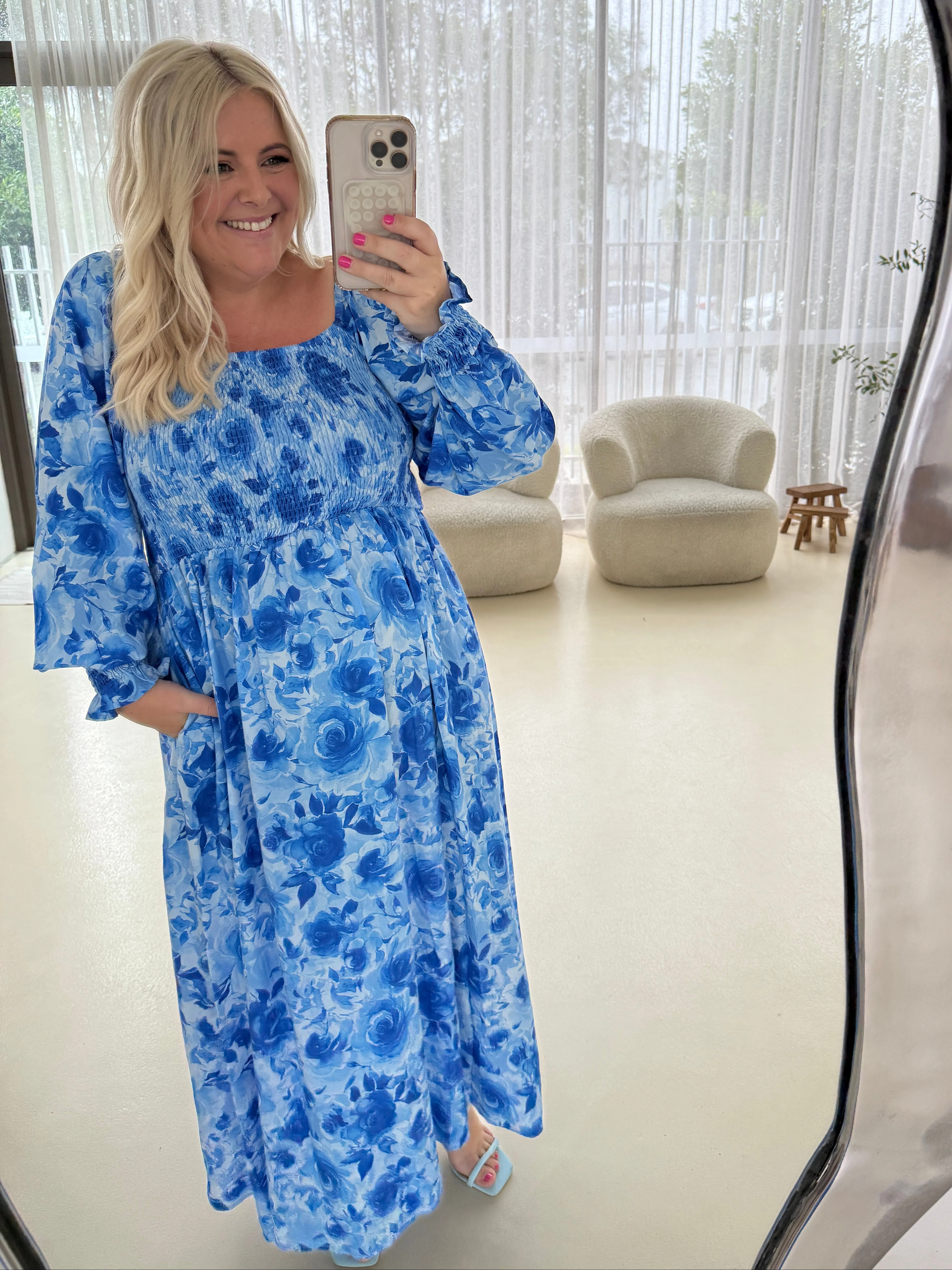 Amelia Maxi Dress in Blue Roses - Image 9