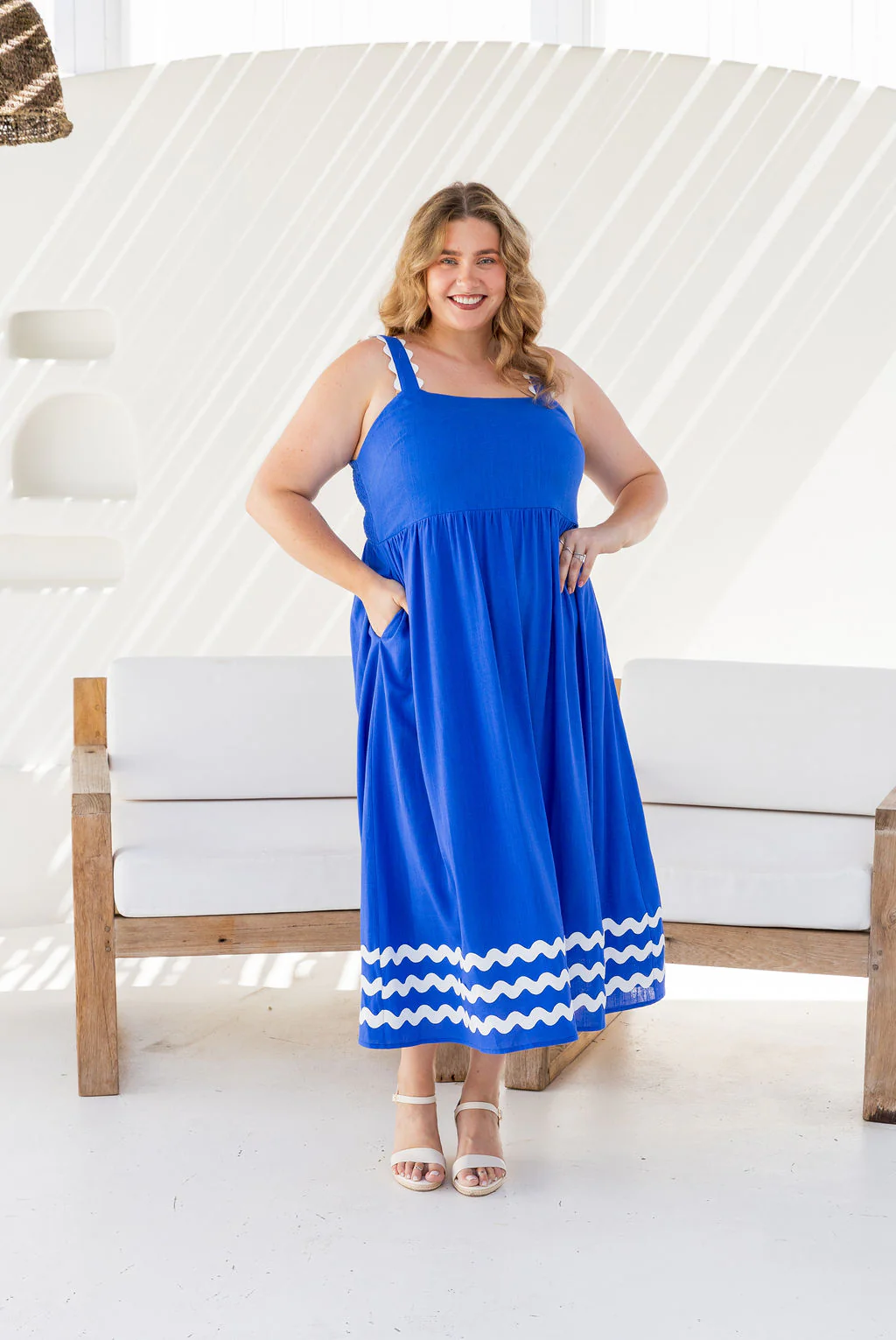 Angel Linen Blend Maxi Dress in Elemental Blue - Image 10