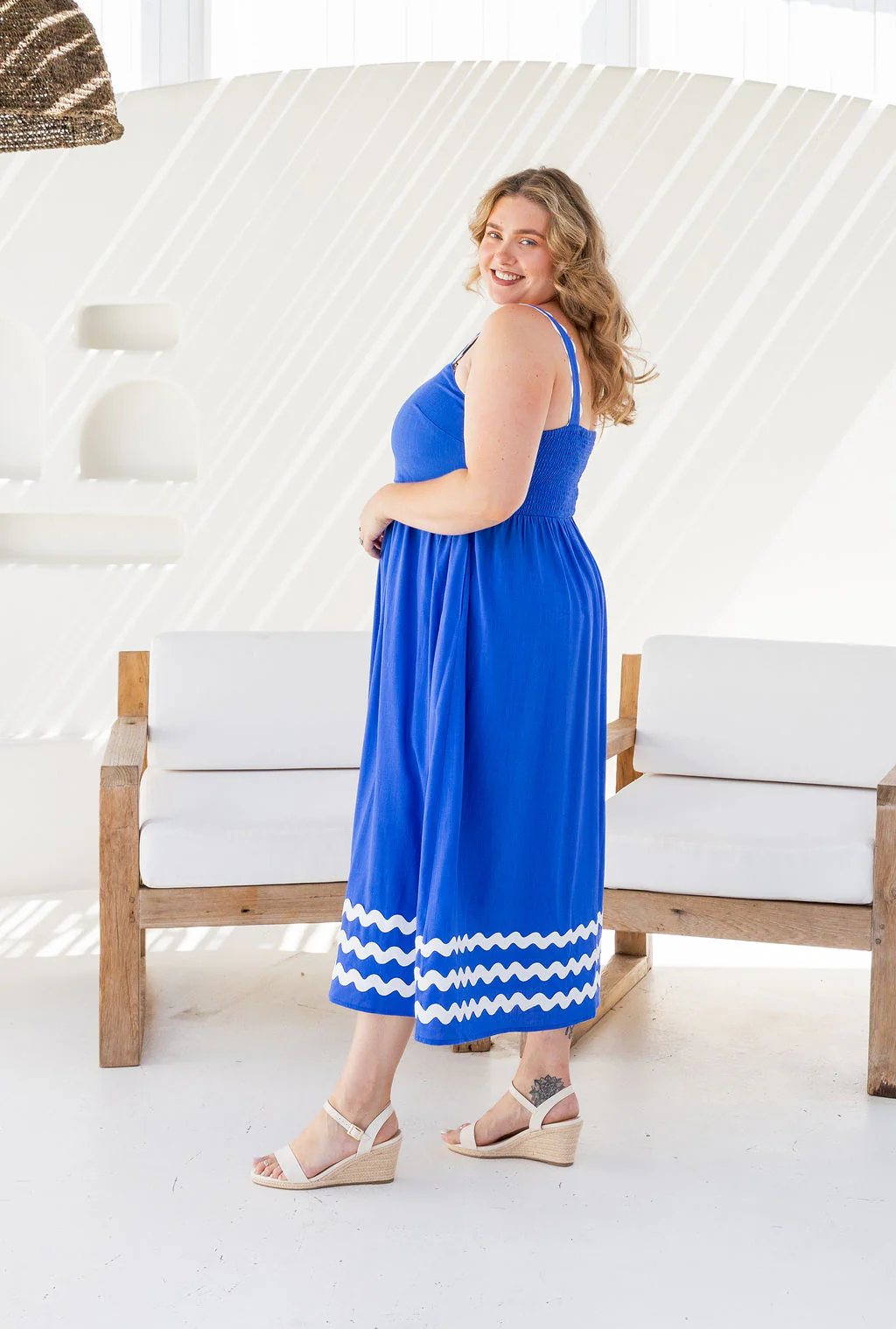 Angel Linen Blend Maxi Dress in Elemental Blue - Image 11