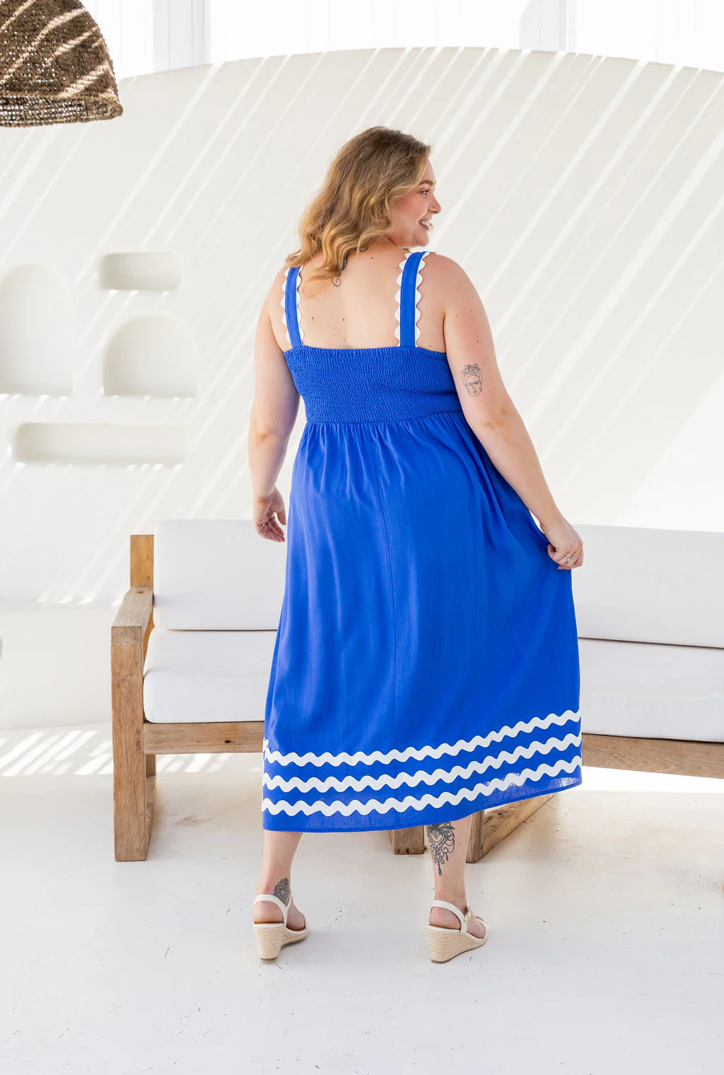 Angel Linen Blend Maxi Dress in Elemental Blue - Image 13