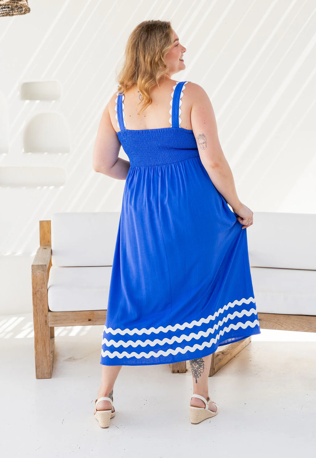 Angel Linen Blend Maxi Dress in Elemental Blue - Image 14
