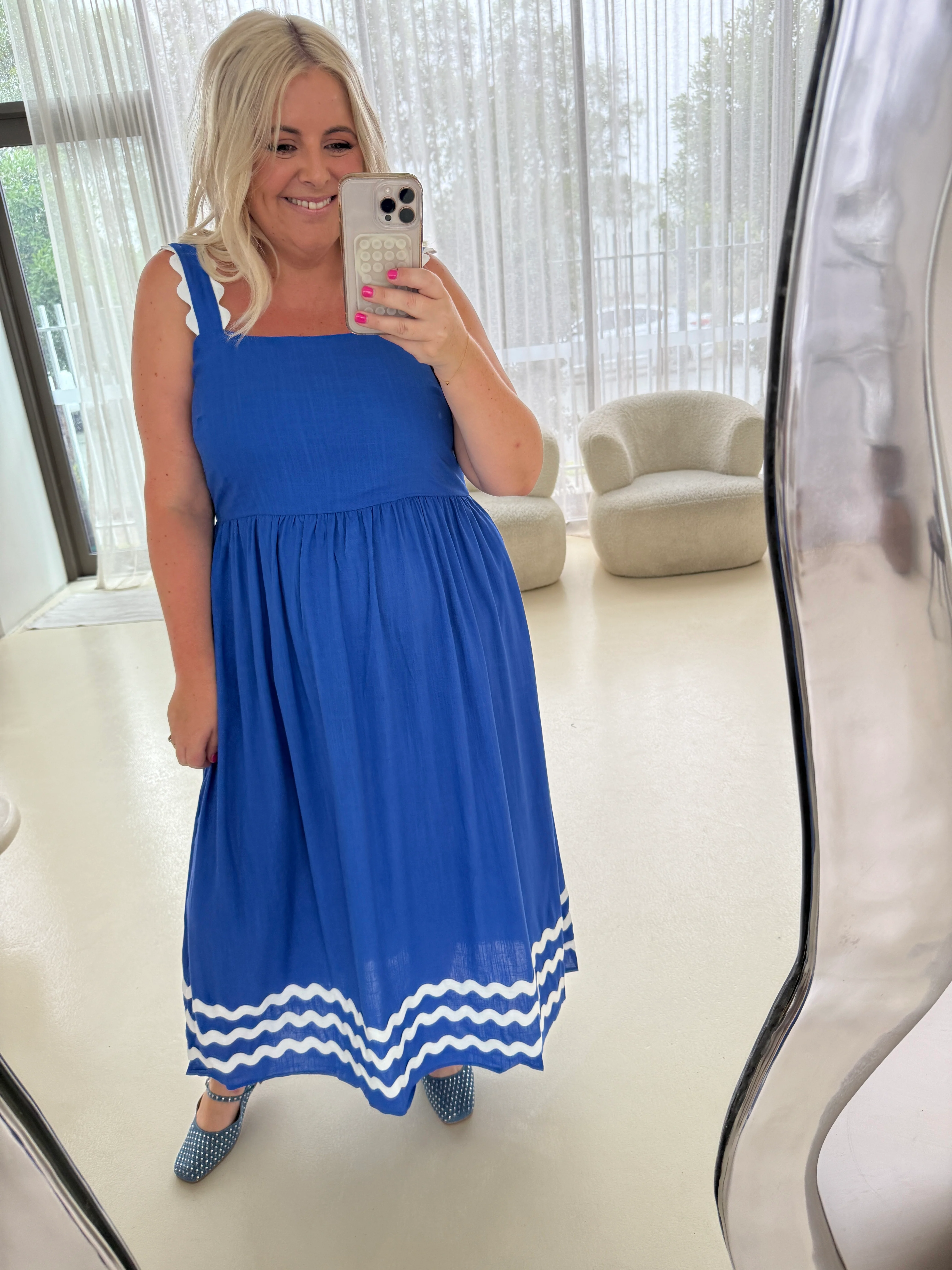 Angel Linen Blend Maxi Dress in Elemental Blue - Image 4