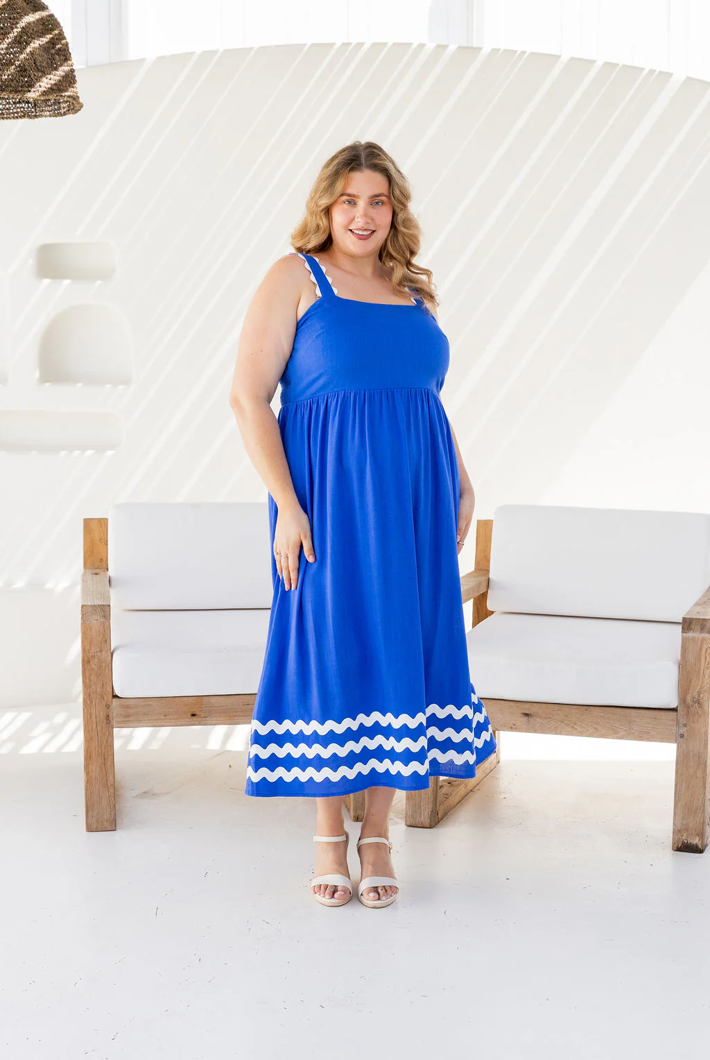 Angel Linen Blend Maxi Dress in Elemental Blue - Image 7