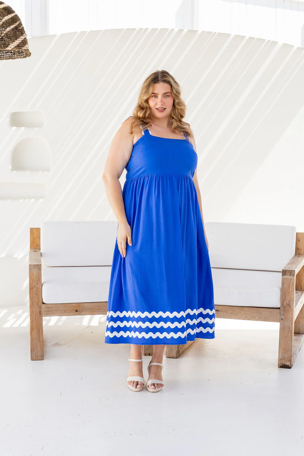 Angel Linen Blend Maxi Dress in Elemental Blue - Image 8