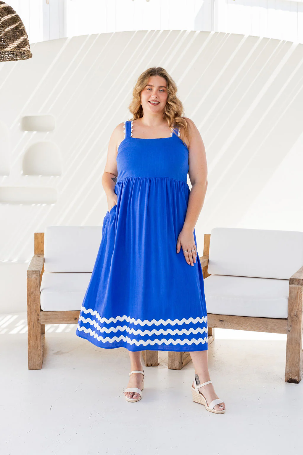 Angel Linen Blend Maxi Dress in Elemental Blue - Image 9