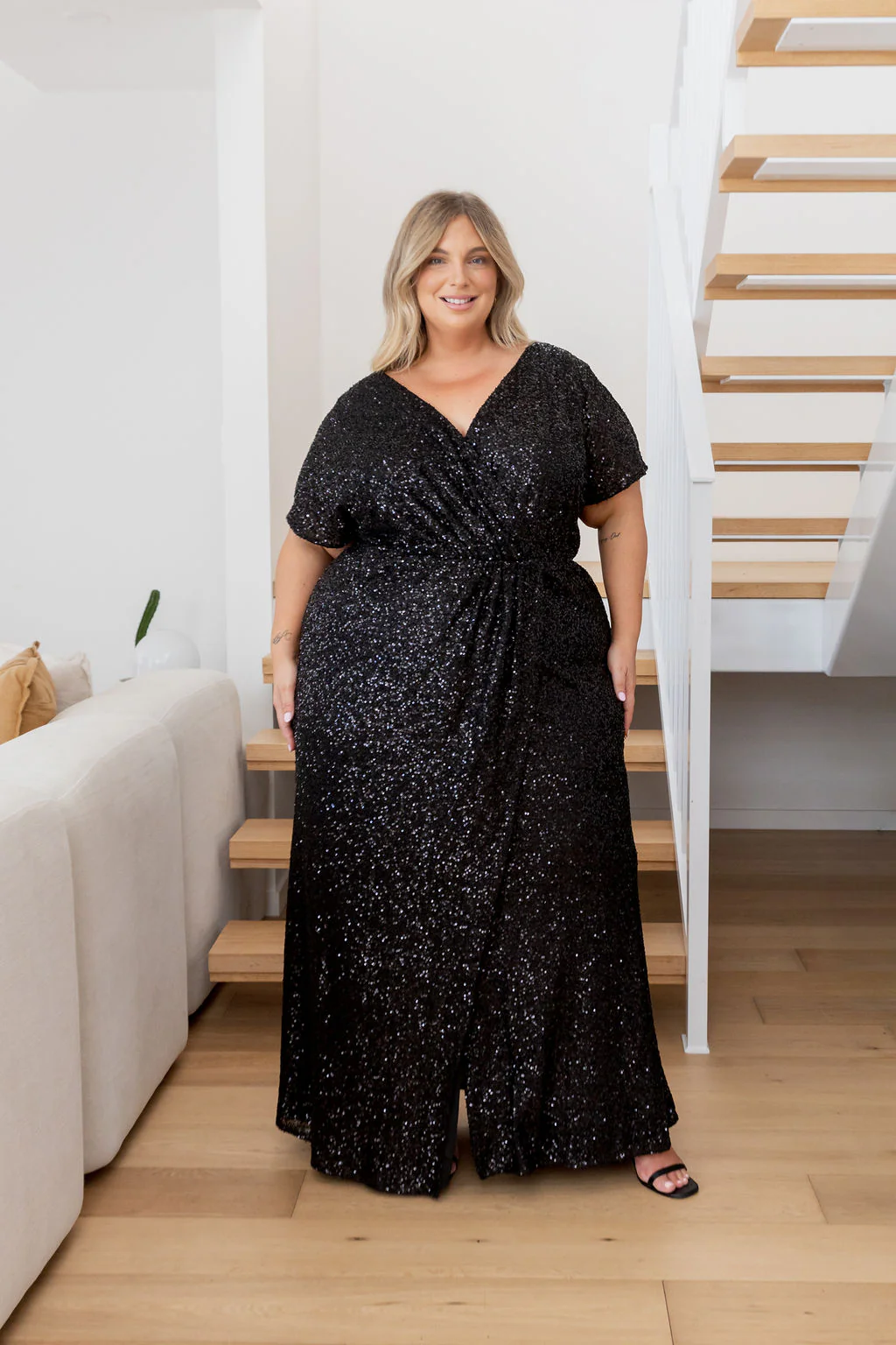 Arabella Sequin Maxi Dress in Black - Image 3