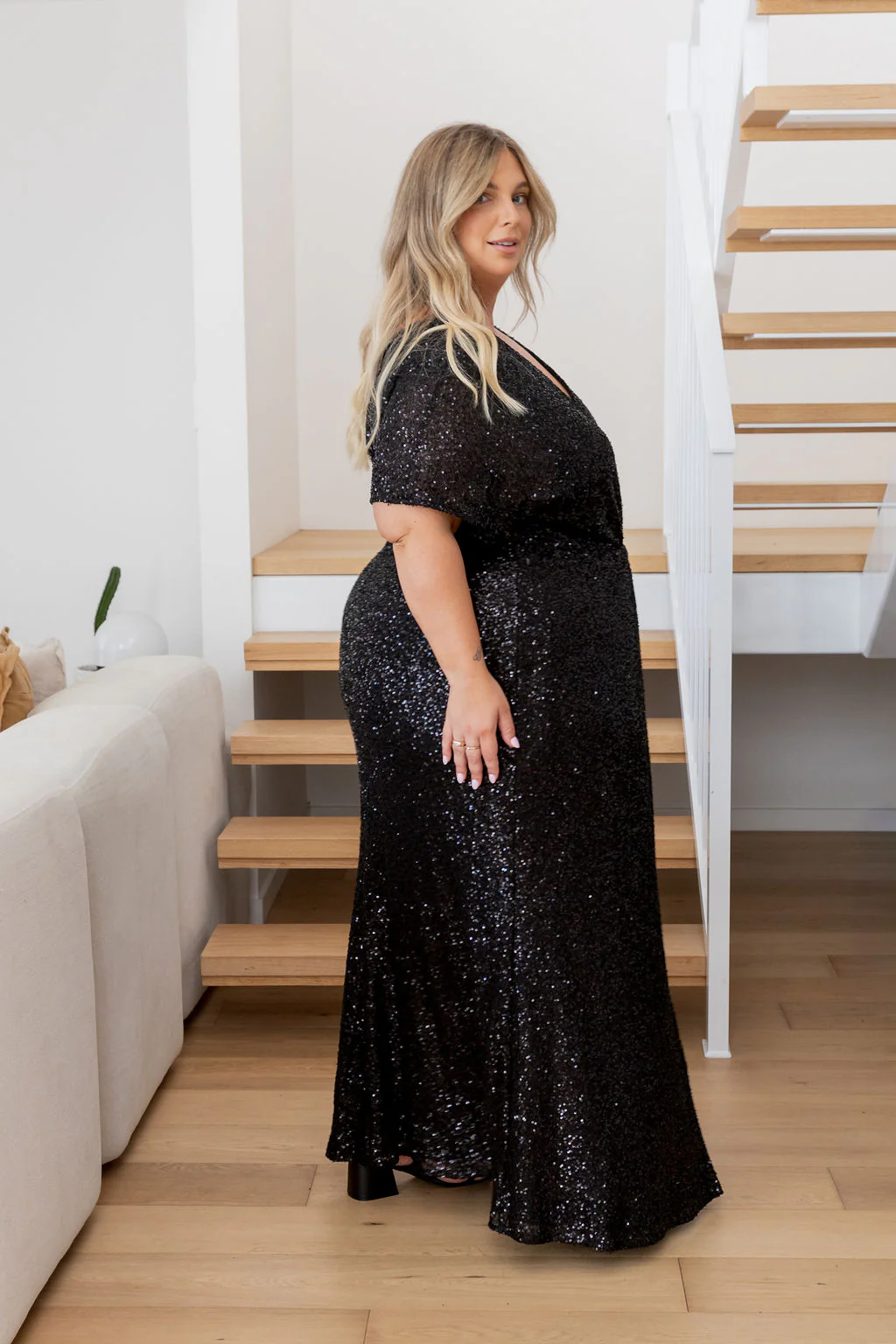Arabella Sequin Maxi Dress in Black - Image 8