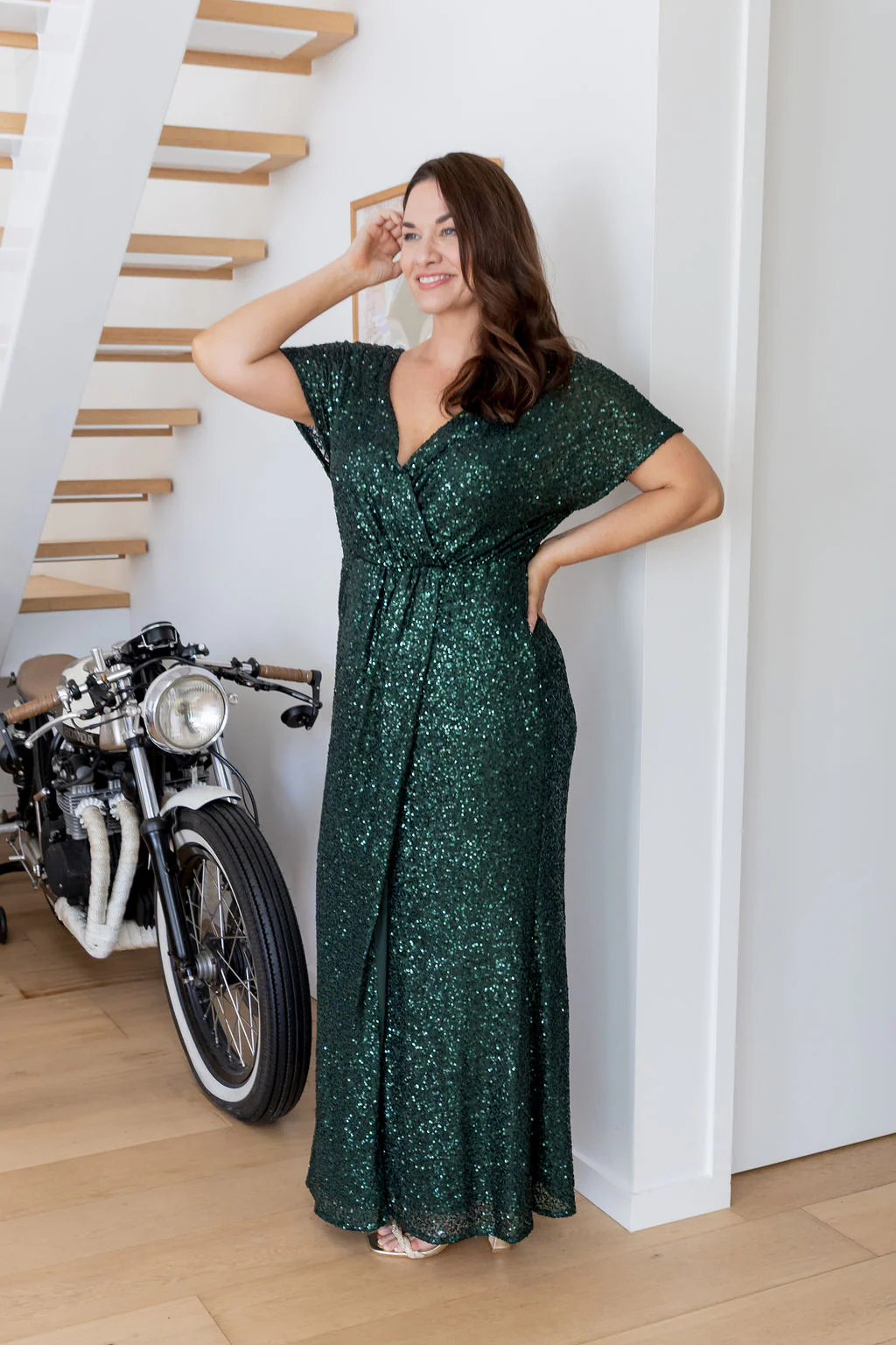 Arabella Sequin Maxi Dress in Emerald - Image 12