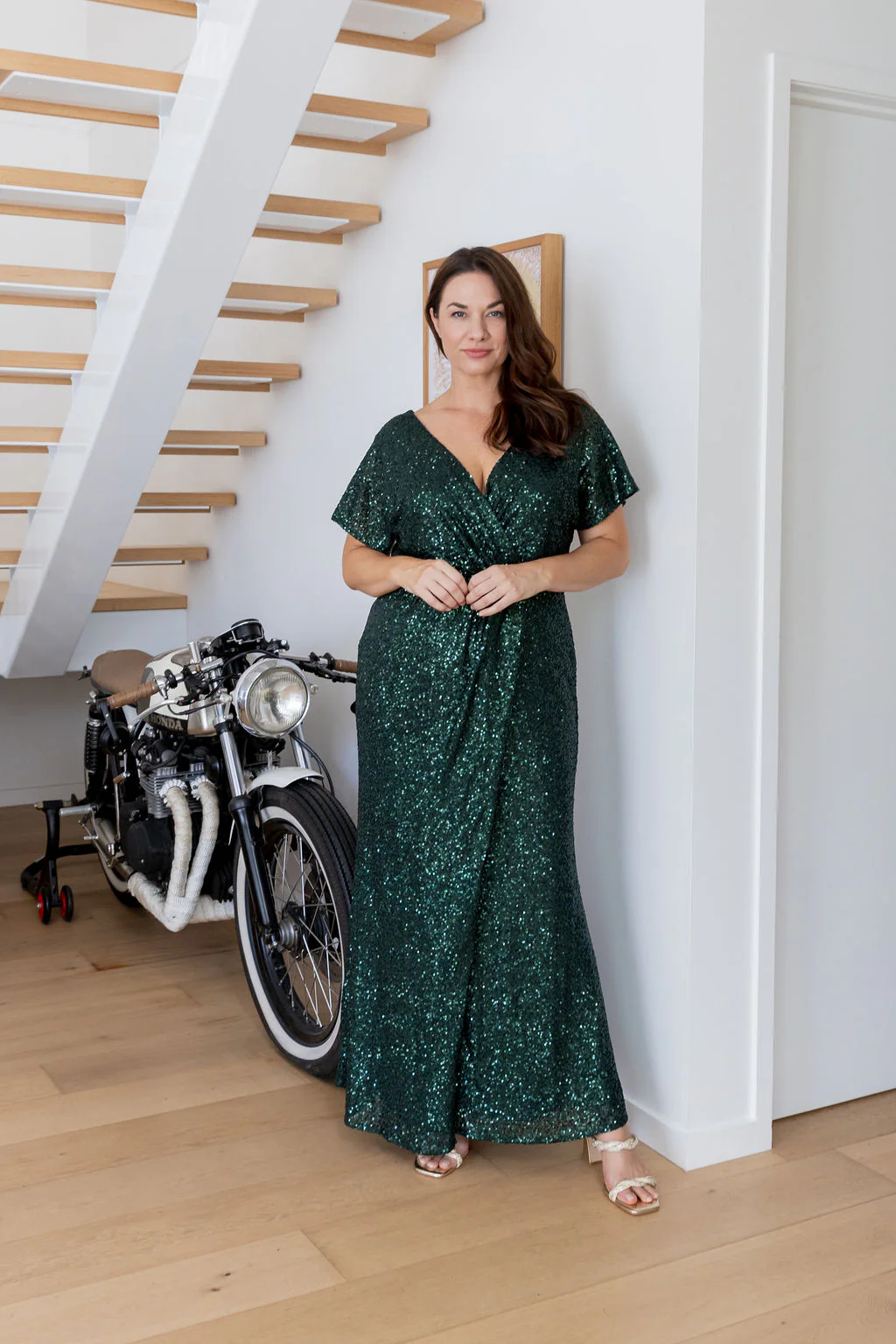 Arabella Sequin Maxi Dress in Emerald - Image 14