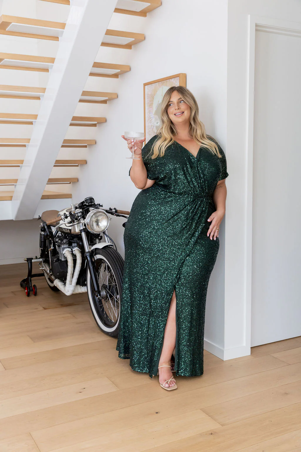 Arabella Sequin Maxi Dress in Emerald - Image 19