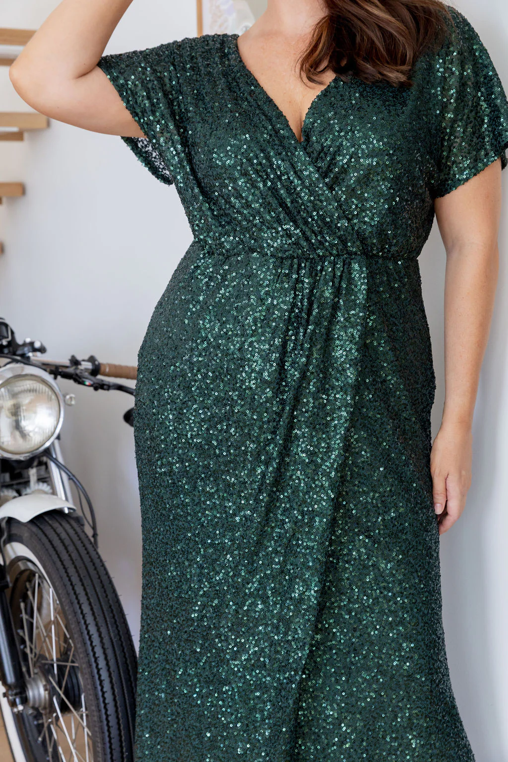 Arabella Sequin Maxi Dress in Emerald - Image 30