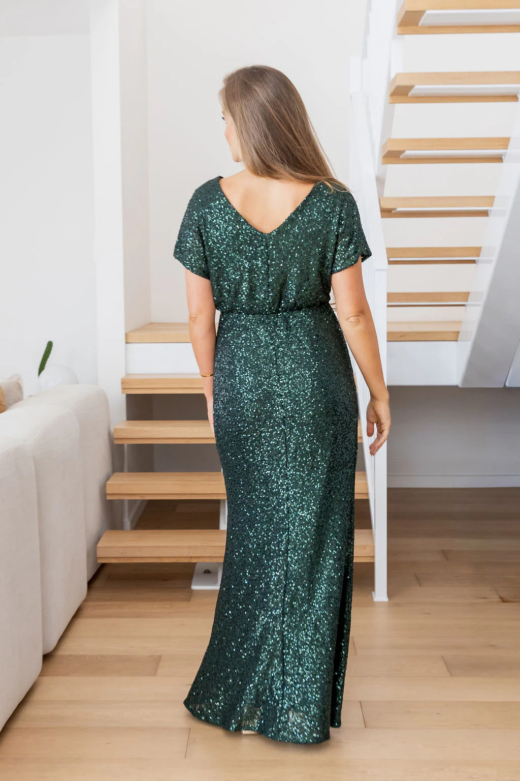 Arabella Sequin Maxi Dress in Emerald - Image 32