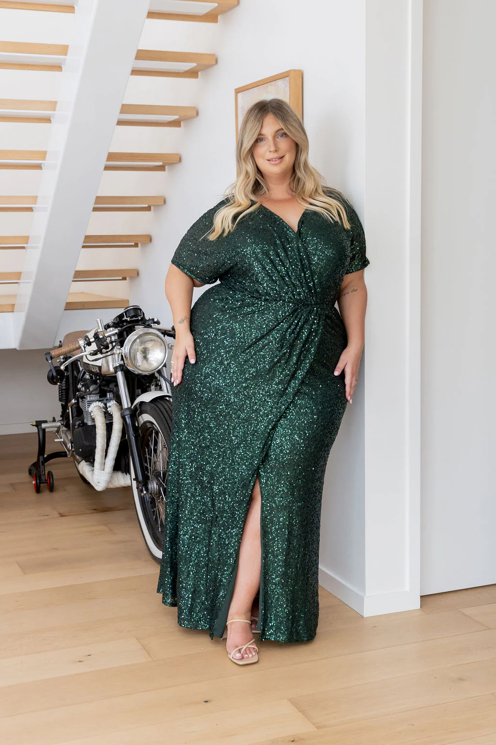Arabella Sequin Maxi Dress in Emerald - Image 5