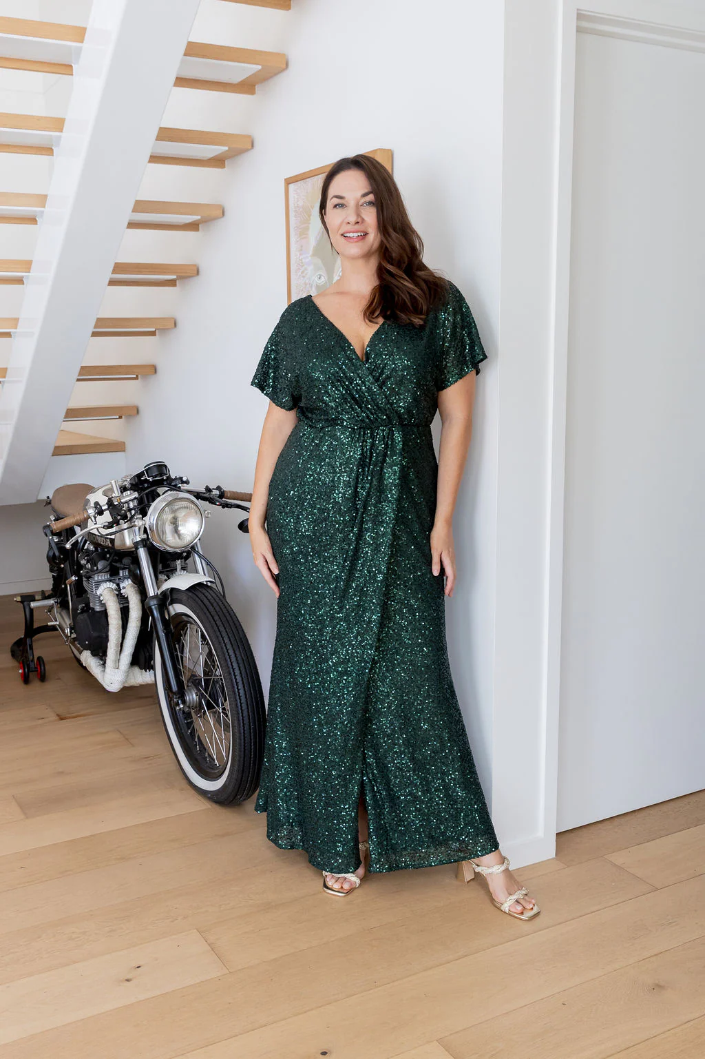 Arabella Sequin Maxi Dress in Emerald - Image 6