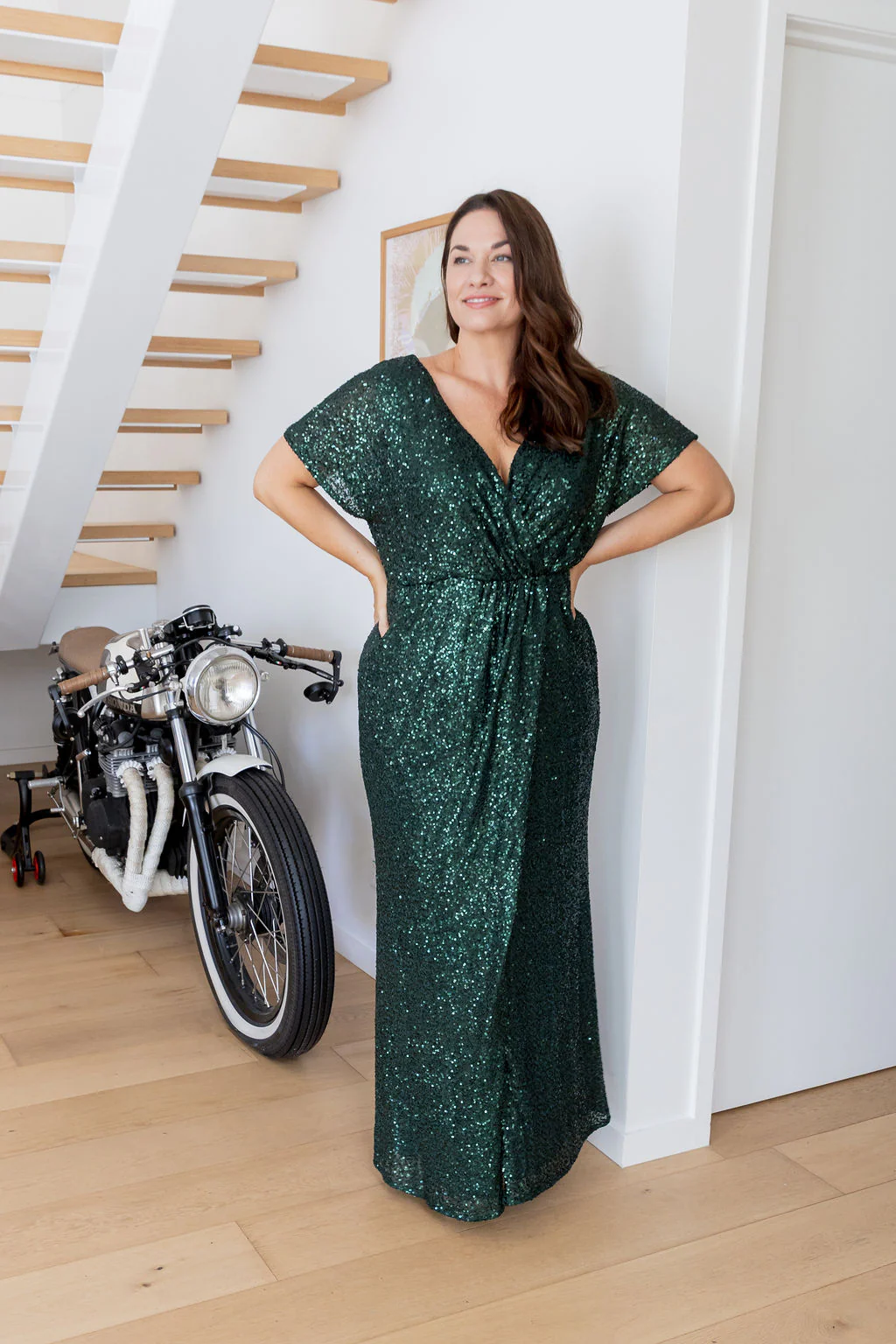 Arabella Sequin Maxi Dress in Emerald - Image 9