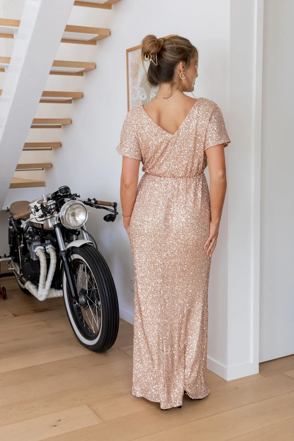 Arabella Sequin Maxi Dress in Light Bronze - Image 20