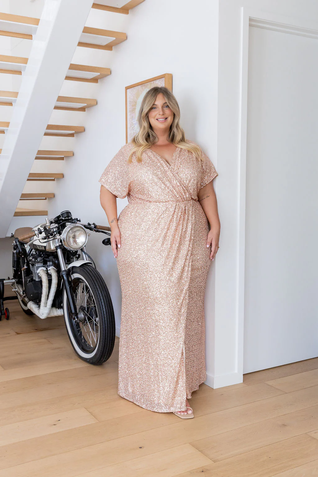 Arabella Sequin Maxi Dress in Light Bronze - Image 6