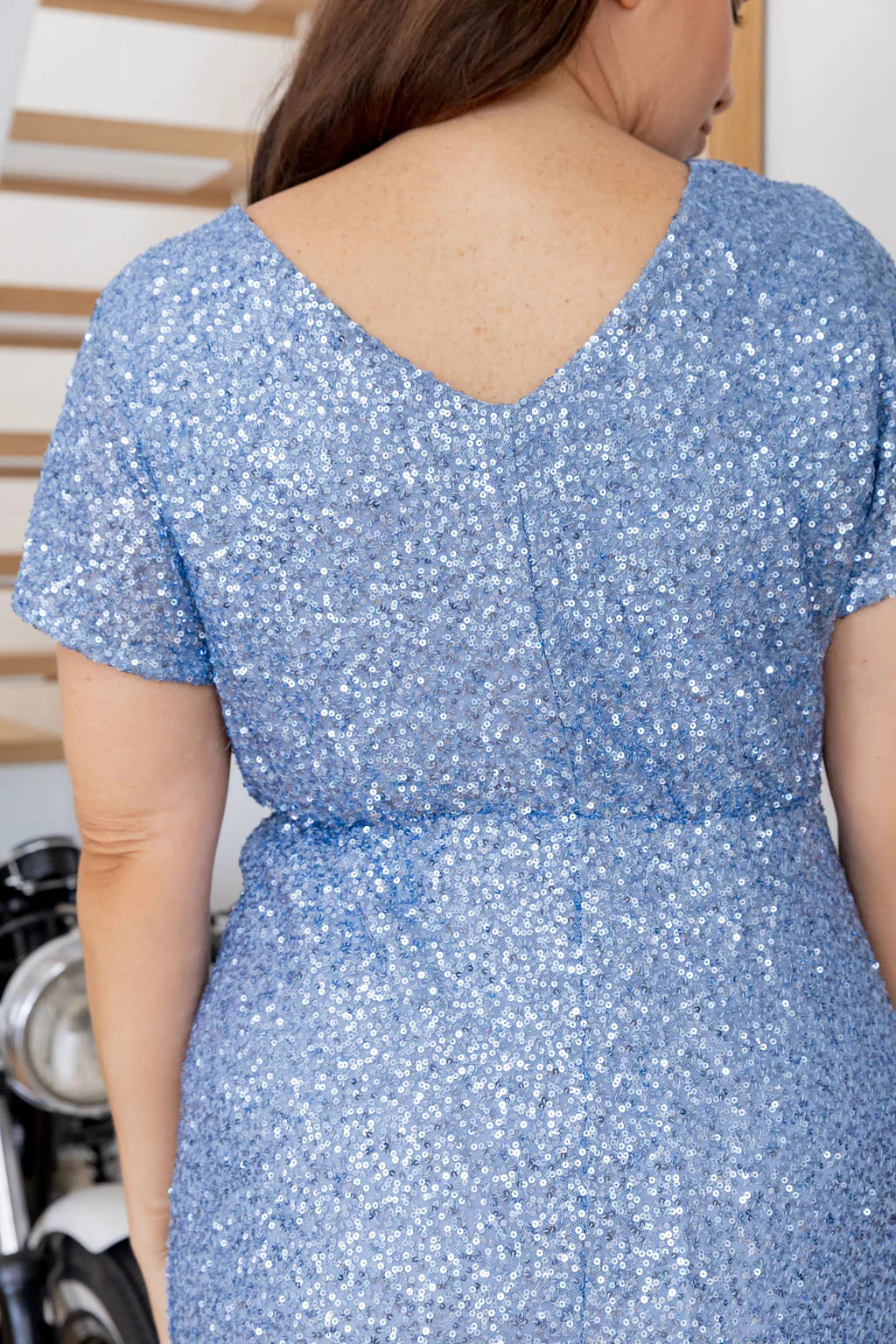 Arabella Sequin Maxi Dress in Steel Blue - Image 15