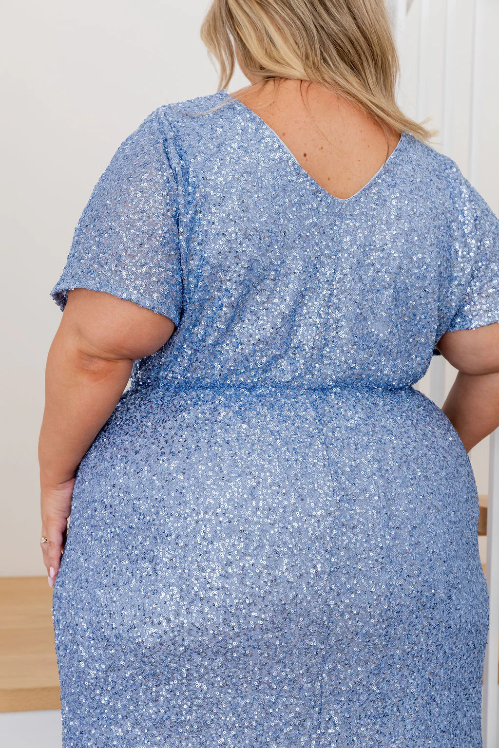 Arabella Sequin Maxi Dress in Steel Blue - Image 6