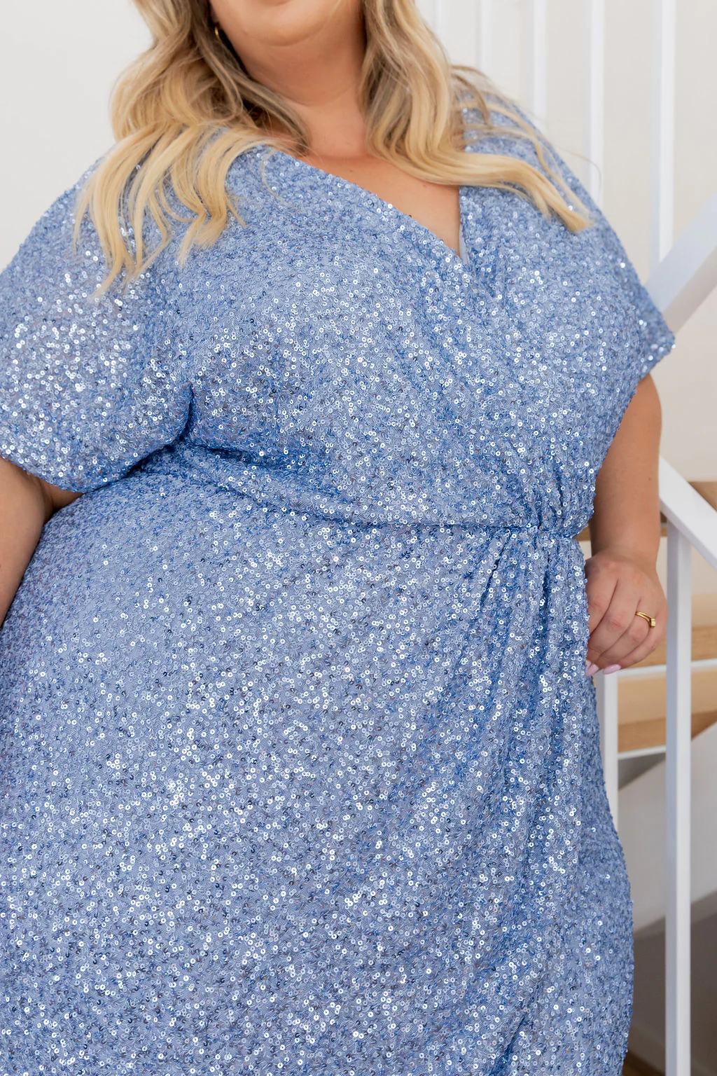 Arabella Sequin Maxi Dress in Steel Blue - Image 7