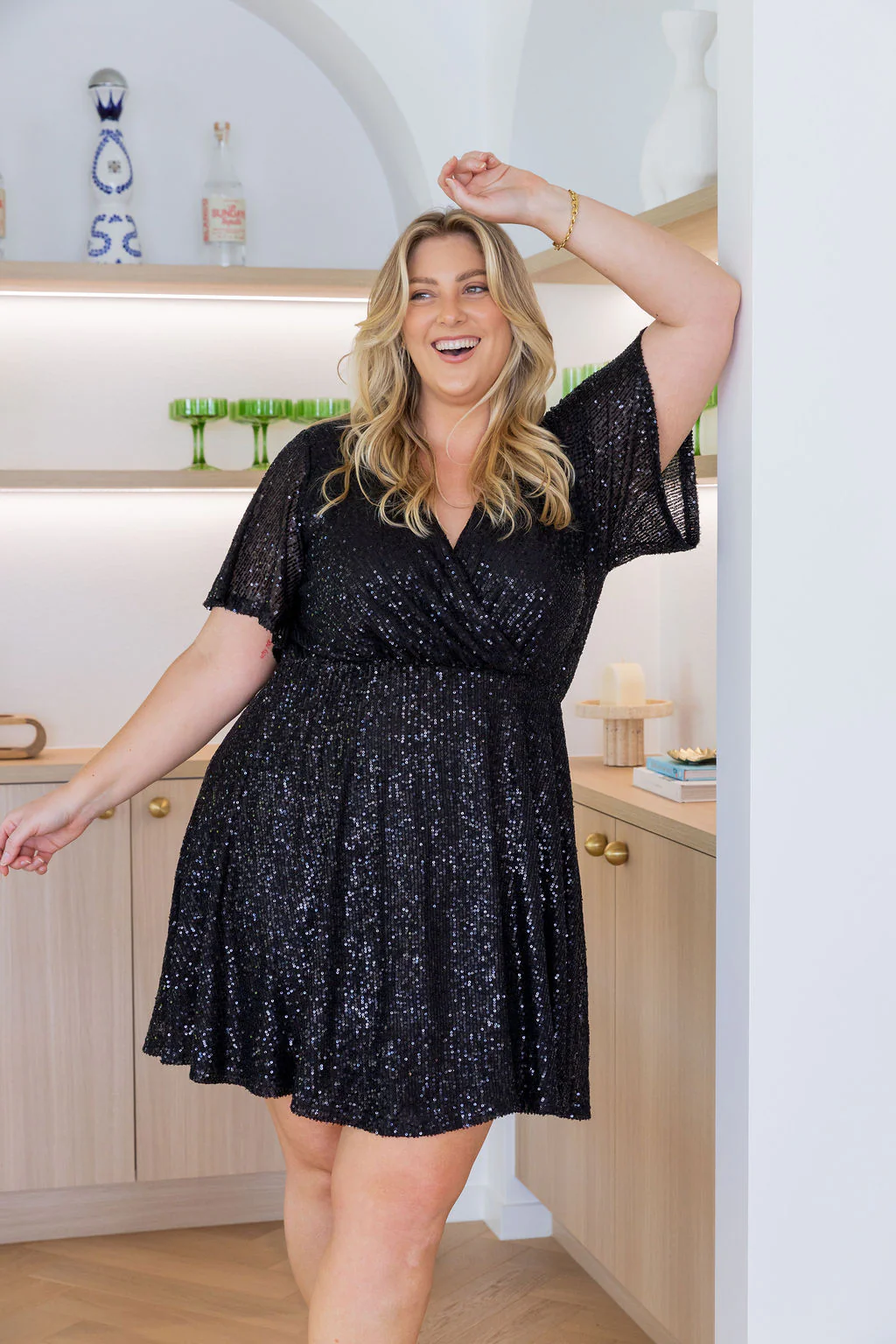 Athelia Sequin Party Dress in Black - Image 12